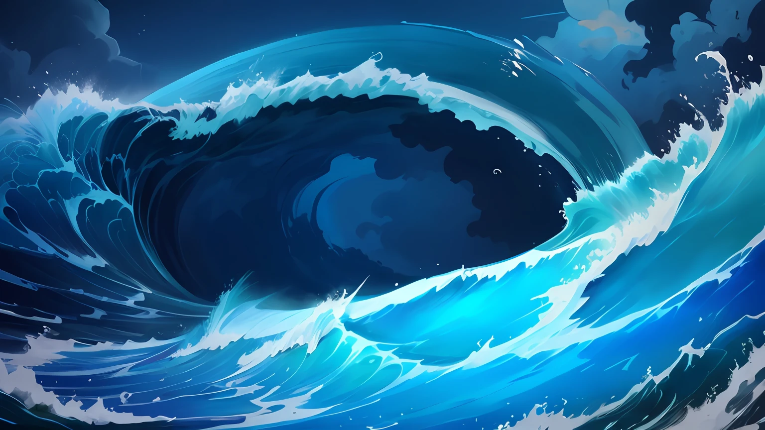 There was a big wave coming out of the ocean,The background is the sky, arte de fundo, sketch of an ocean in ms paint, background artwork, Detailed digital painting, vast seas, ocean swells, Detailed sea, ocean swells, wild ocean background, azure waves of water, Splash Art, deviantart eka's portal, painted in high resolution, blue crashing waves