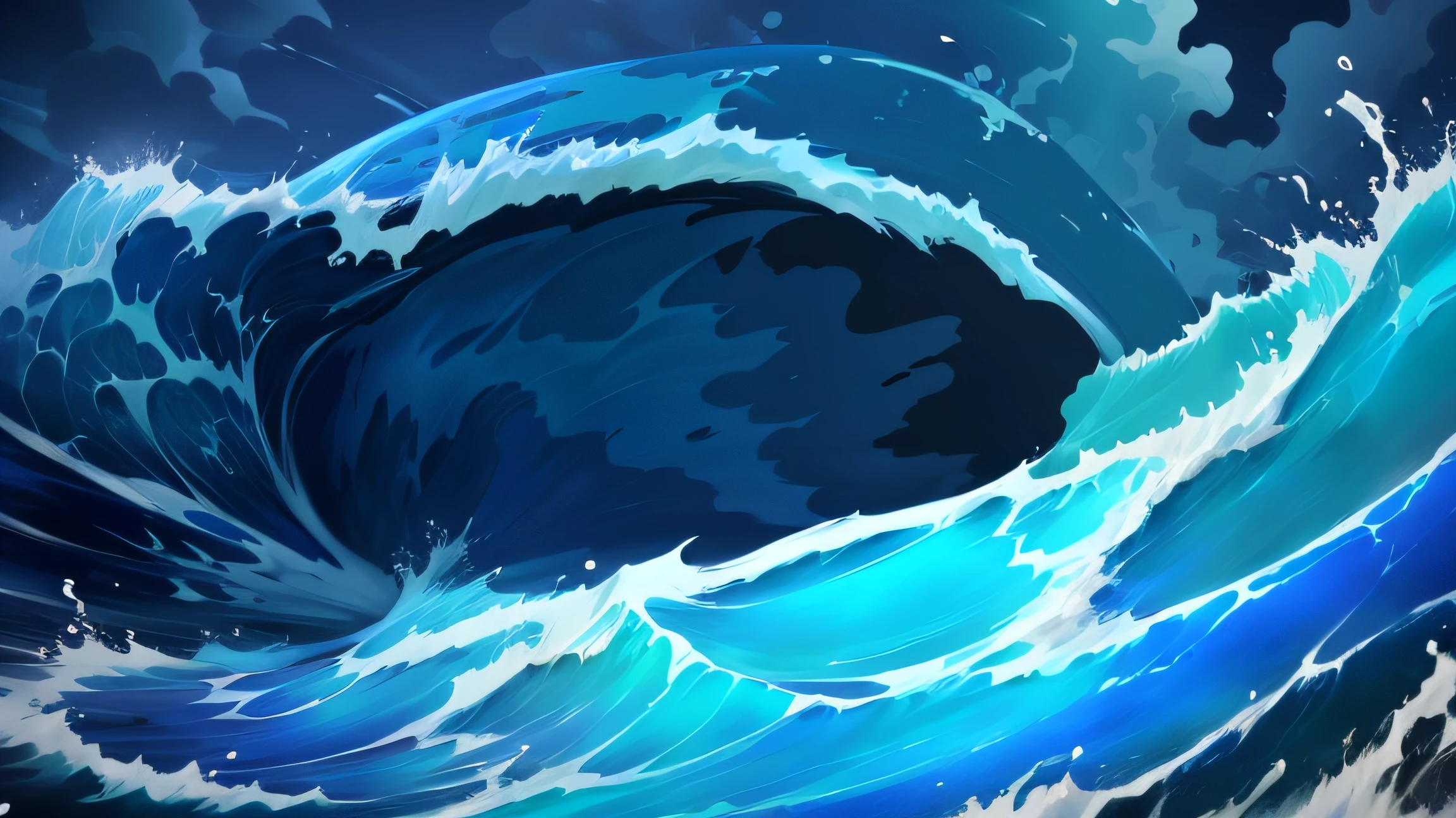 ocean swells,  azure waves of water, painted in high resolution, blue crashing waves