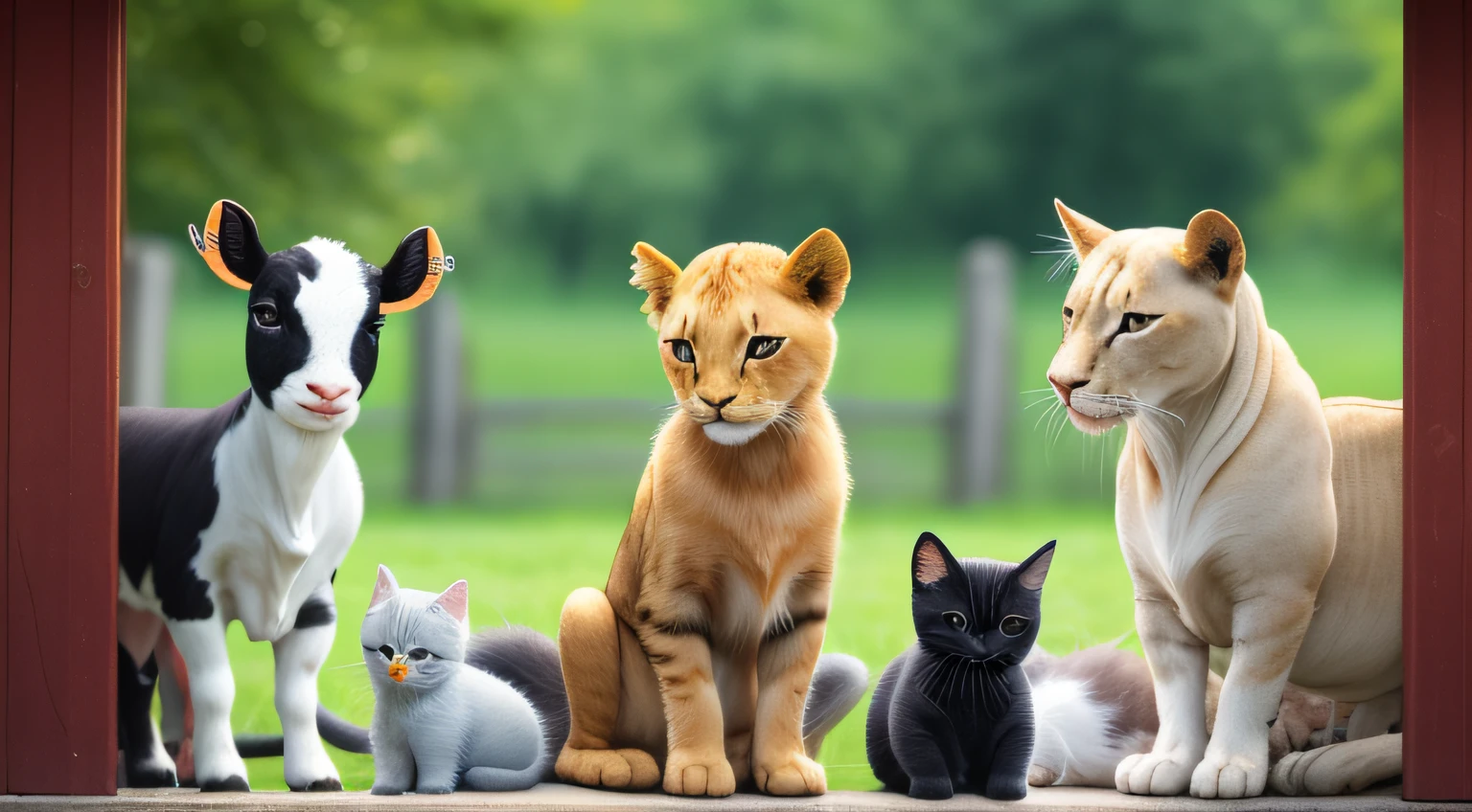 canine、Kittens、cows、a lion、frog、turtles、Goat