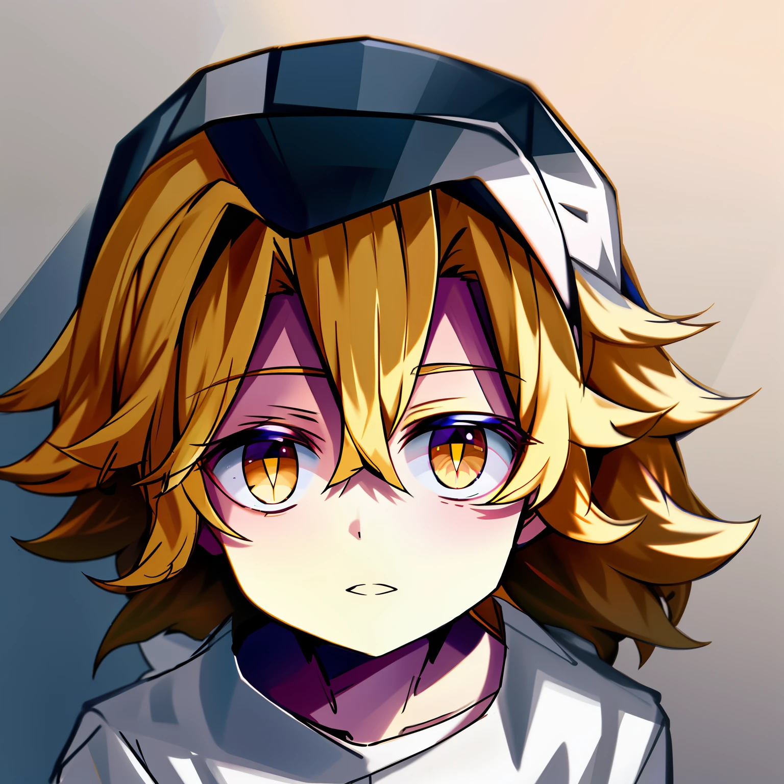 A white boy child with curly blond hair and brown eyes