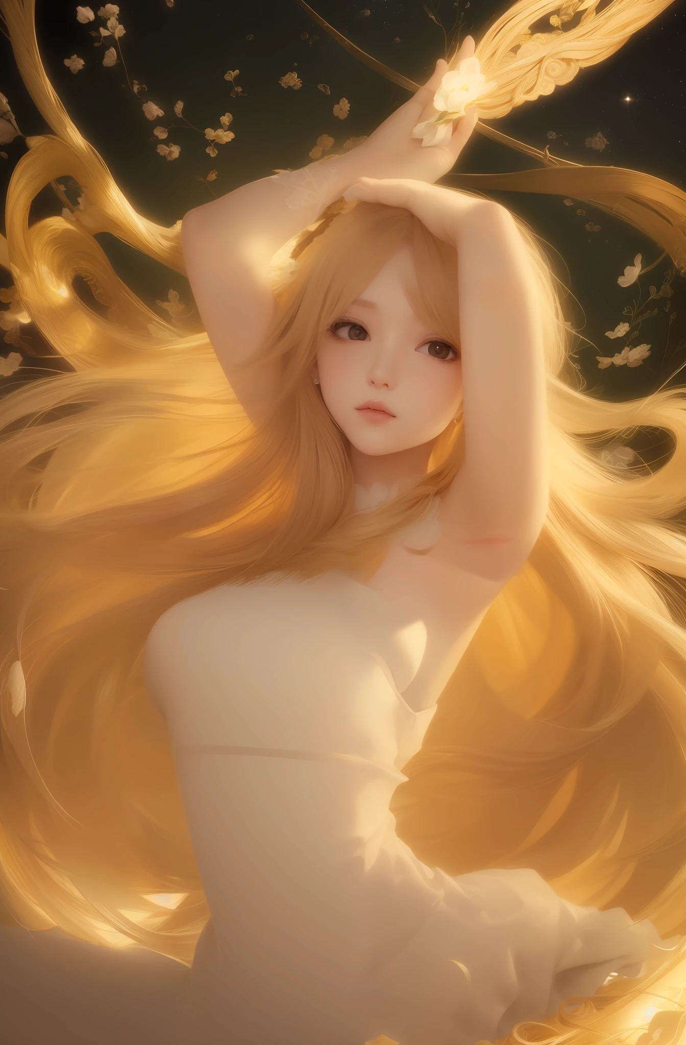 (Long hair: 1.6), floating hair, (white ribbon on hair), best quality, masterpiece, illustration, extremely delicate beauty, extremely detailed, CG, , 8k wallpaper, amazing, fine details, masterpiece, best quality, official art, extremely detailed CG Unity...