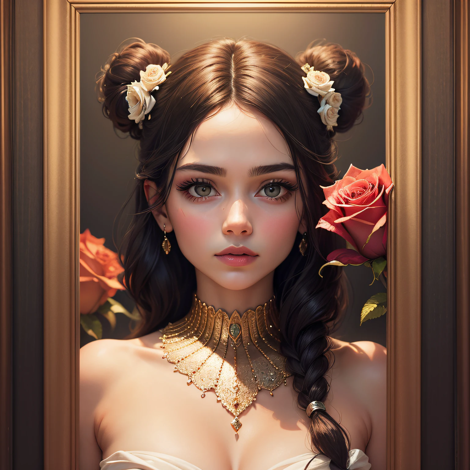 there is a picture of a rose in a picture frame, moldura rosa preta. d&d, lindamente emoldurado, enquadramento impressionante, emoldurado a ouro, arte bonita, rosa vermelha, em - quadro. fotorrealista, dramatic framing, arte linda, art piece frame, em um quadro, emoldurado na imagem, joia da arte, arte emoldurada, enquadramento perfeito, arte realista, lindas molduras -- moldura de diamante -- diamantes -- ouro -- brilho -- rosas feitas de cristal --auto