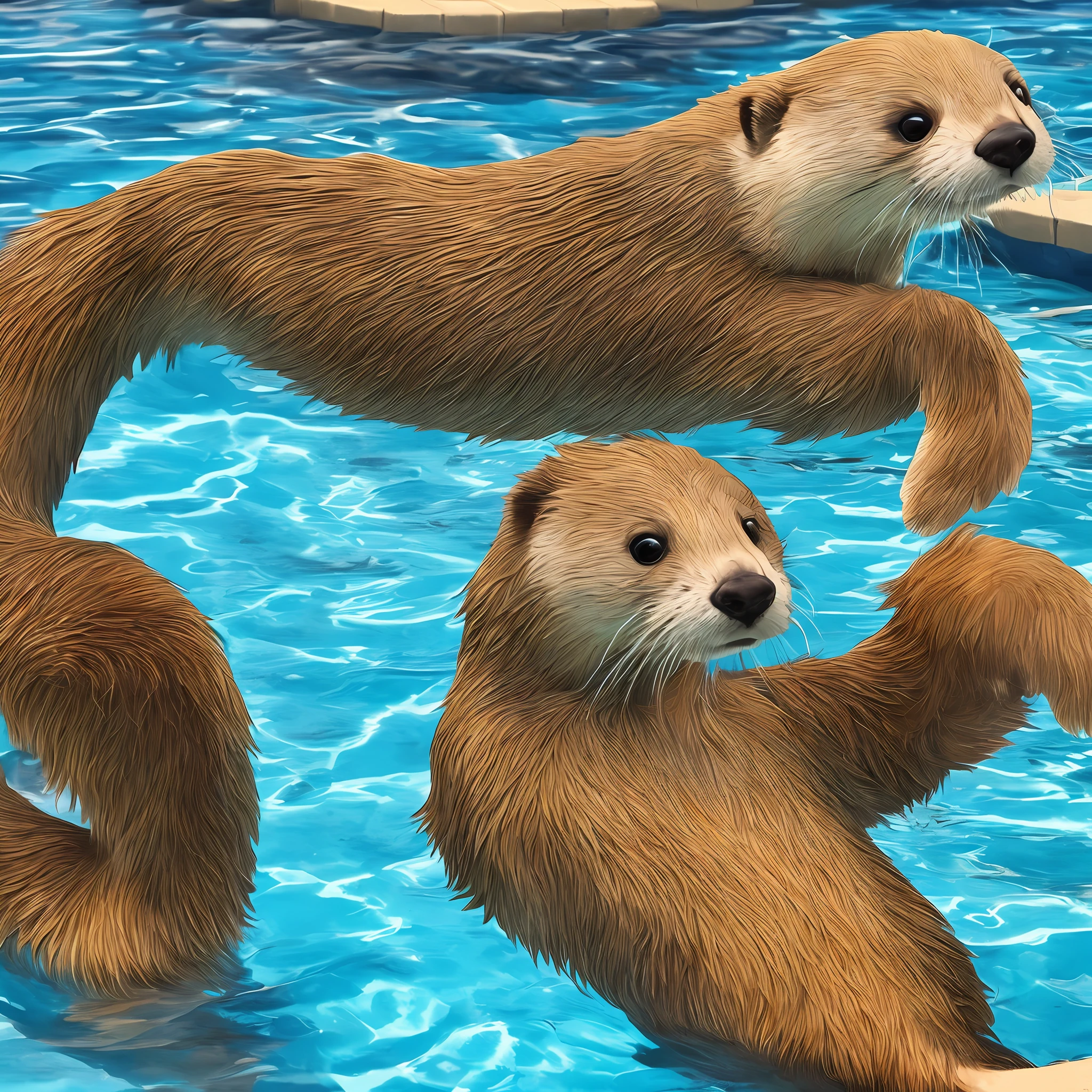 Una caricatura de un hombre con barba azul en una piscina, pecho peludo, en una piscina, Oso de agua, en el agua, en el agua, sentado en la piscina, Arte peludo!!!, cuerpo peludo, anthropomorphic furry otter, POV arte furry, Personaje peludo, fursona furry art commission, sweaty wet skin