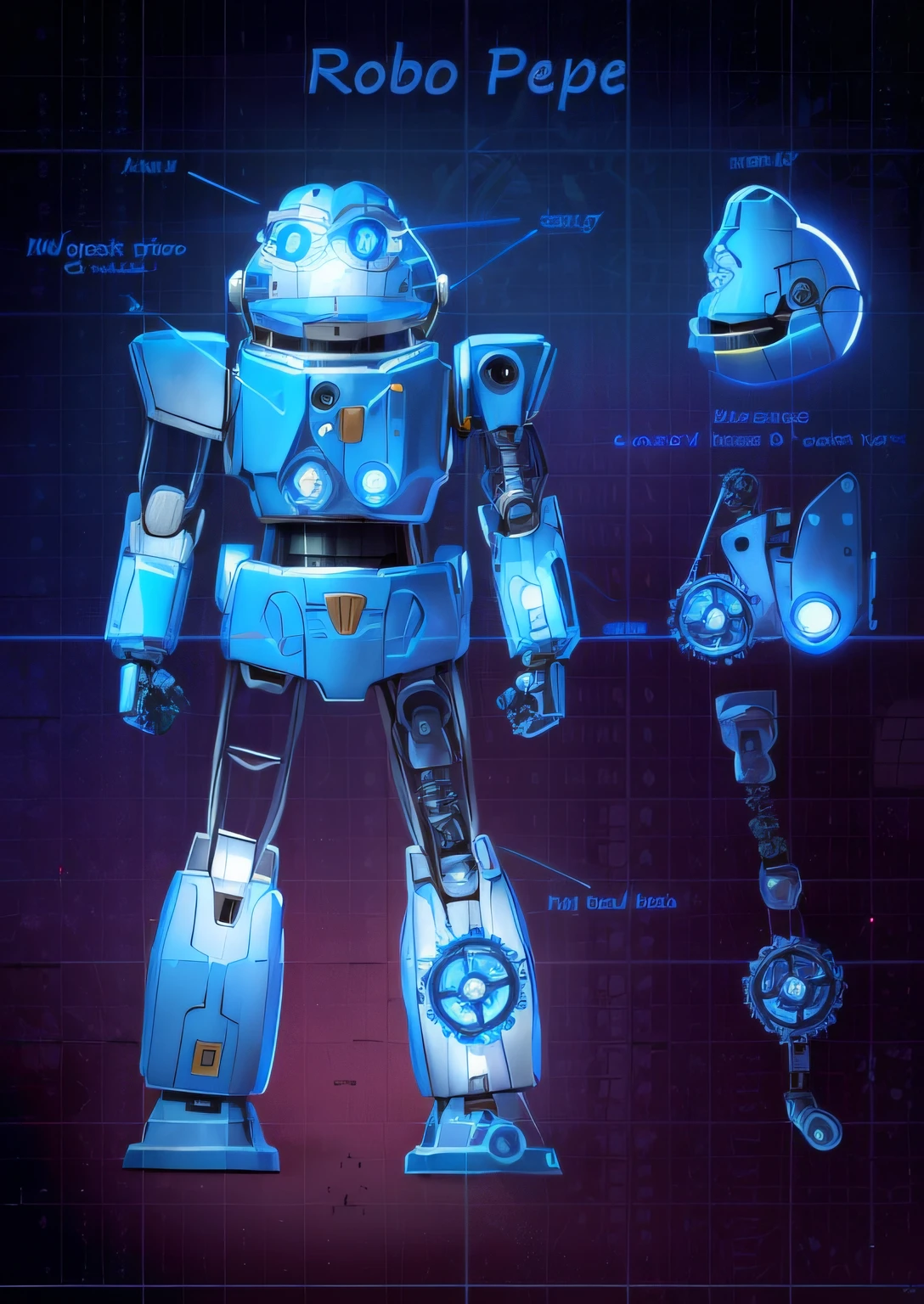 high qulity，Robot design,  steampunk blueprint, mecha robot details, robot anatomy elements, tintoy characterdesign robot, mechanical robot body, Concept robot, vitruvian mecha, industrial design blueprint, Robotics diagram, anthropomorphic robot [ thing ], mechanoid，illustration，