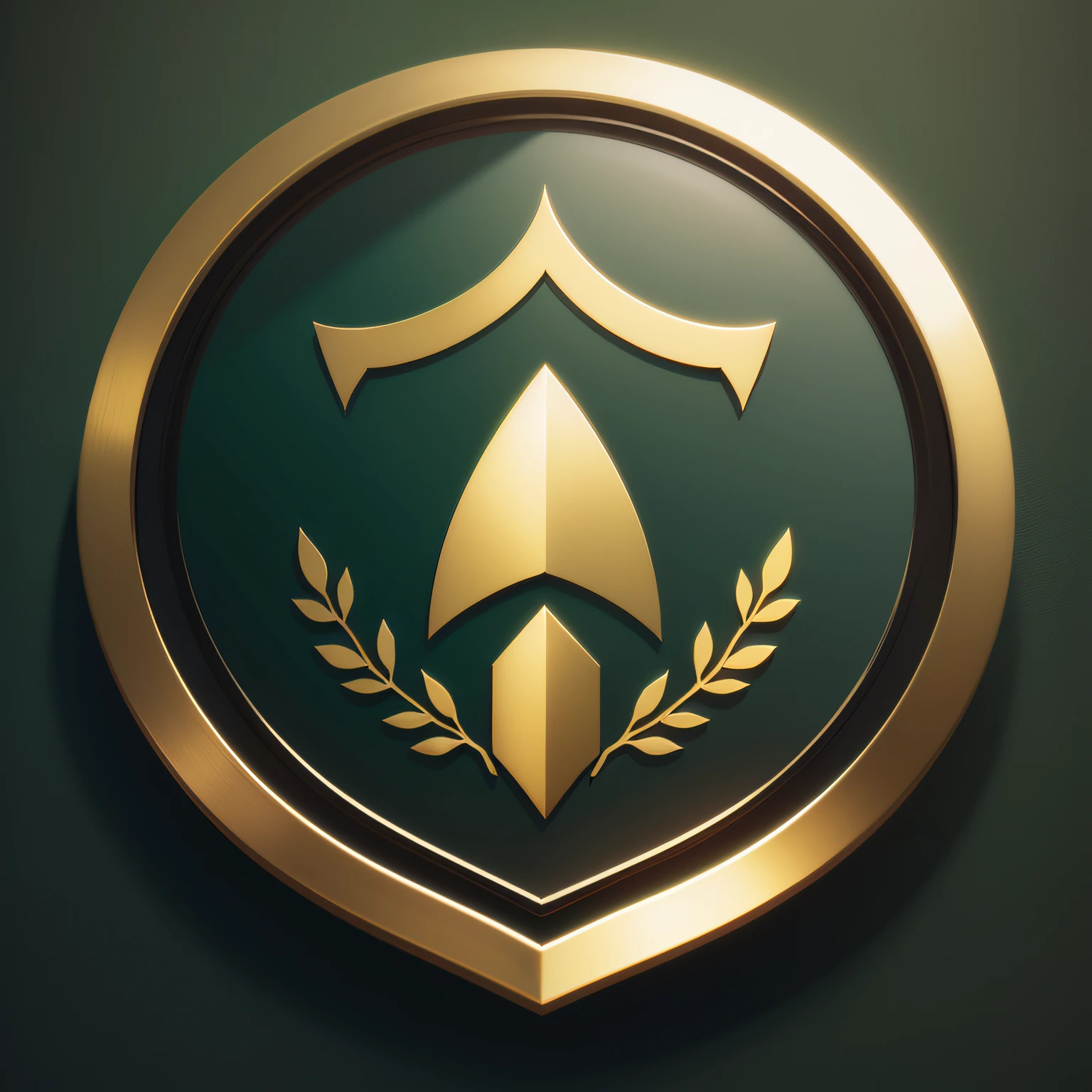Simple and unadorned shield，For LOGO design，Dark green with gold，Smooth interior