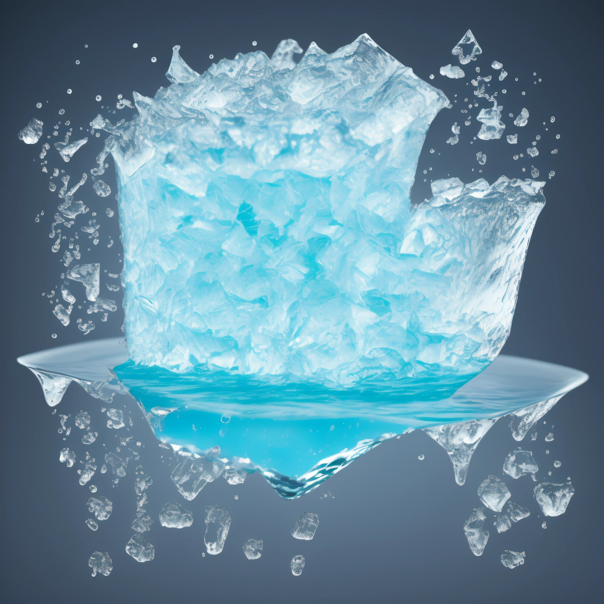 melting ice, hyper detailed, ultra-sharp, octane render, 8 k, adobe illustration, photoshop, highly detailed, simple, smooth and clean vector, no jagged lines, vector, smooth, no jagged edges