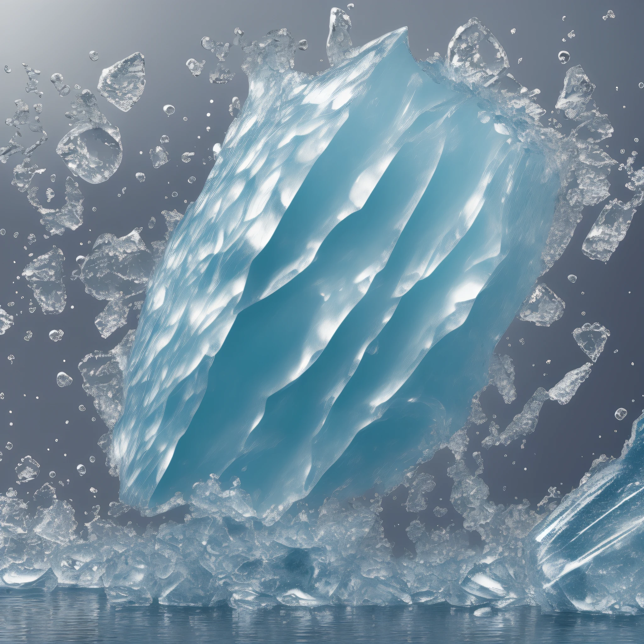 melting ice, hyper detailed, ultra-sharp, octane render, 8 k, adobe illustration, photoshop, highly detailed, simple, smooth and clean vector, no jagged lines, vector, smooth, no jagged edges