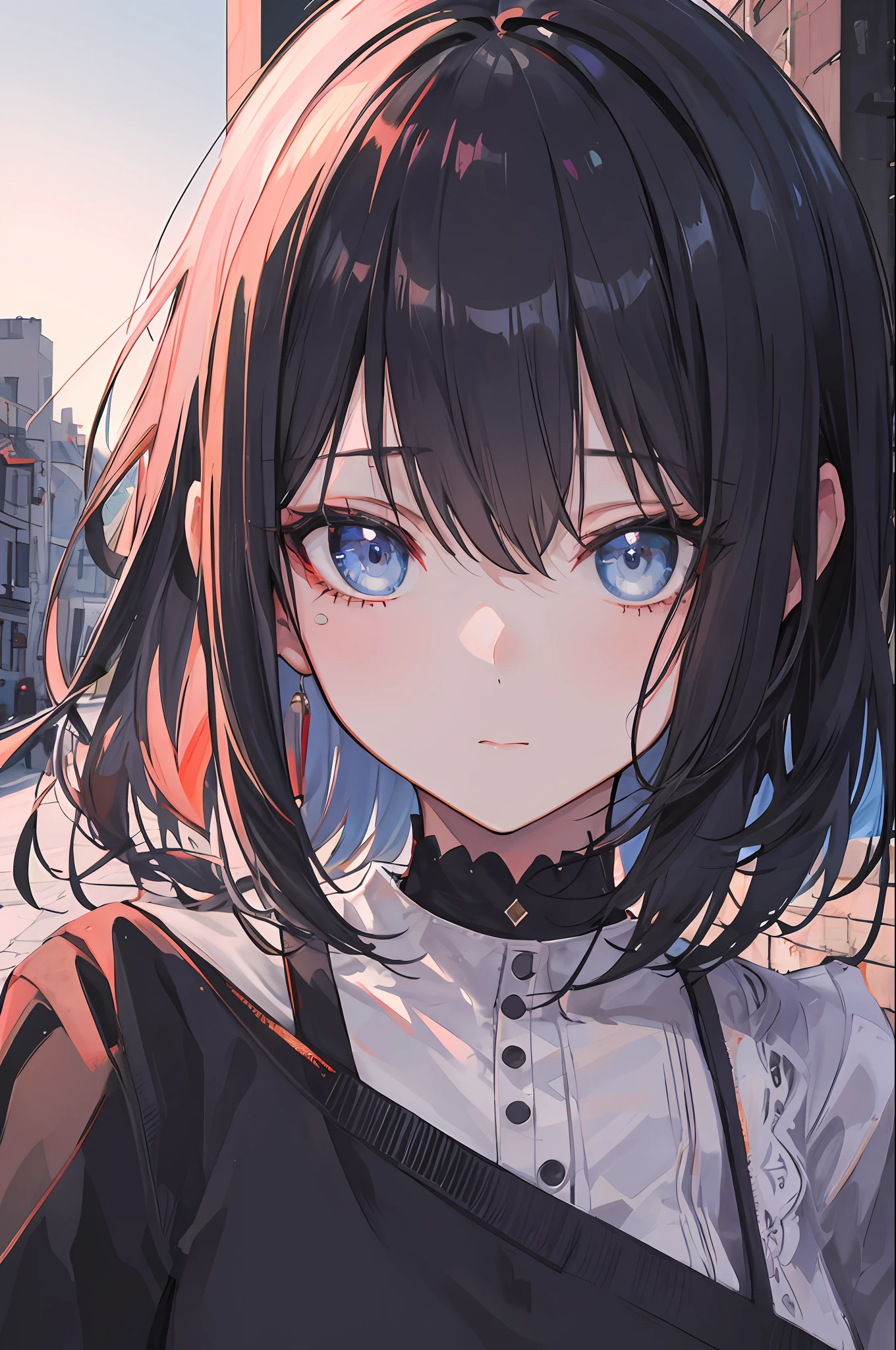 a girl, old city, evening, park, (best quality:1.1), (masterpiece:1.2), high quality shadow, beautiful detailed, (high detailed skin, skin details),(wide_landscape,8k), beautiful face, detailed eyes, depth of field, dramatic light, best quality, highres, best shadow, best illumination,