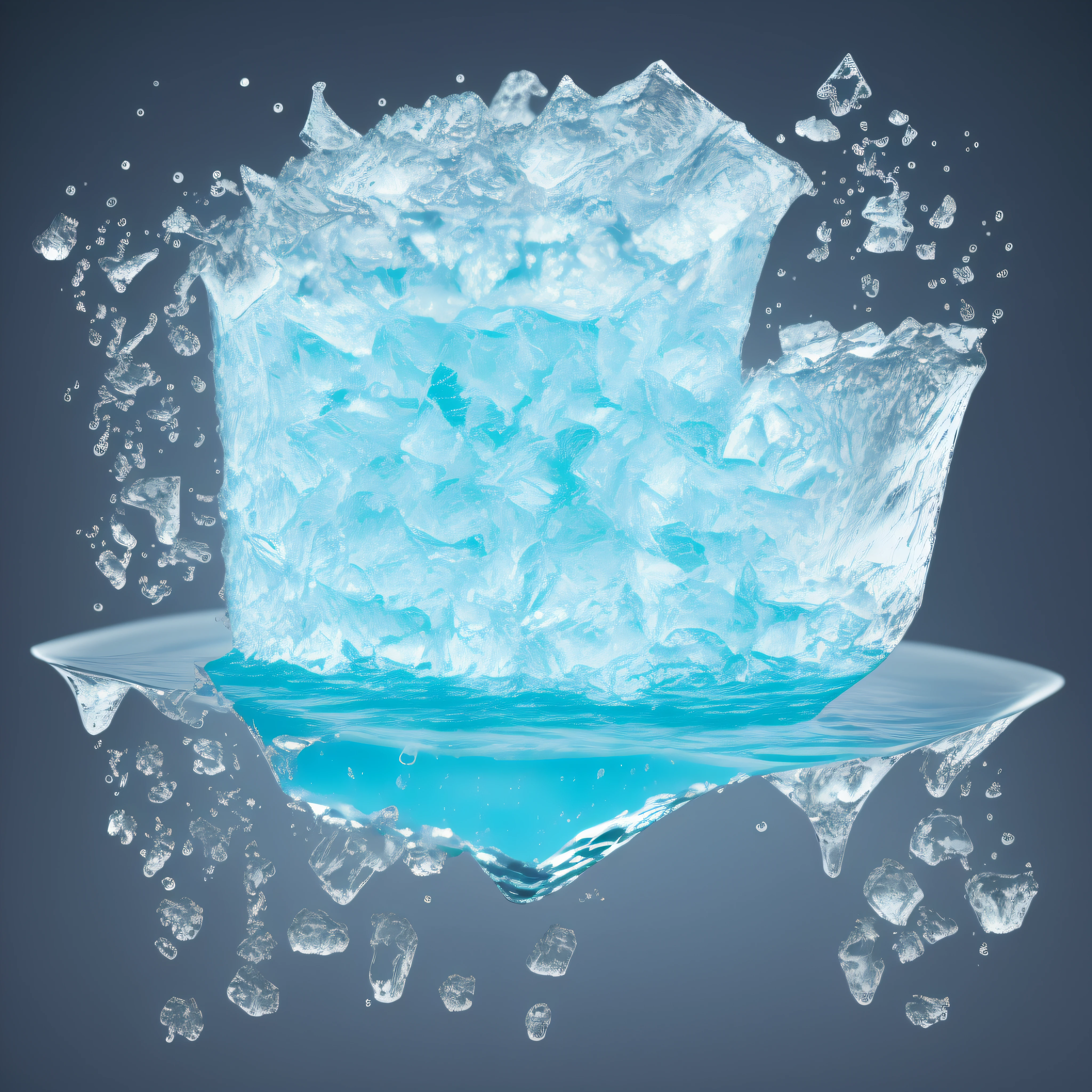 melting ice, hyper detailed, ultra-sharp, octane render, 8 k, adobe illustration, photoshop, highly detailed, simple, smooth and clean vector, no jagged lines, vector, smooth, no jagged edges