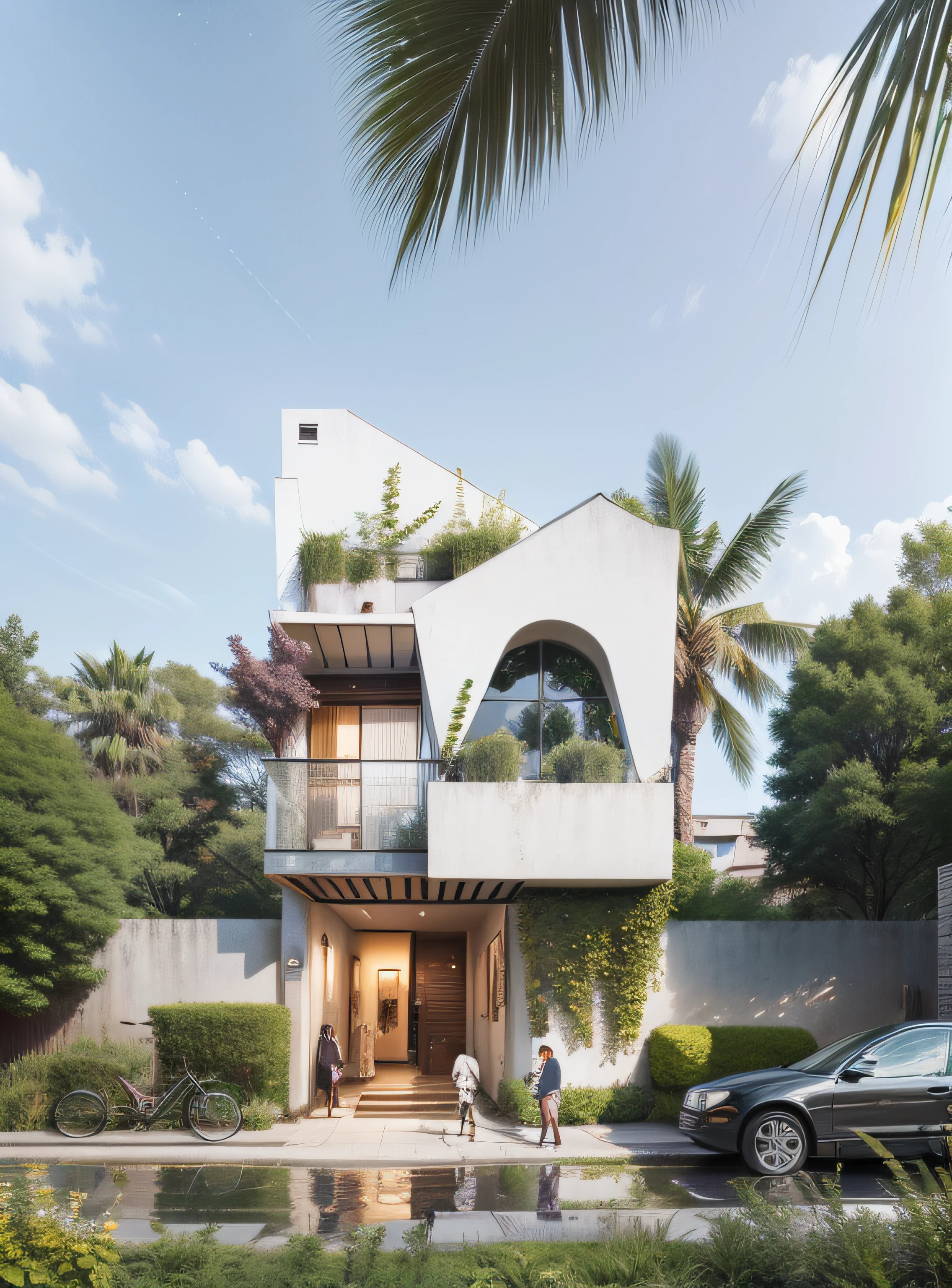 I wanted the house to be grand, the night sky, the street lights, and a family of parents and children walking down the street. --auto