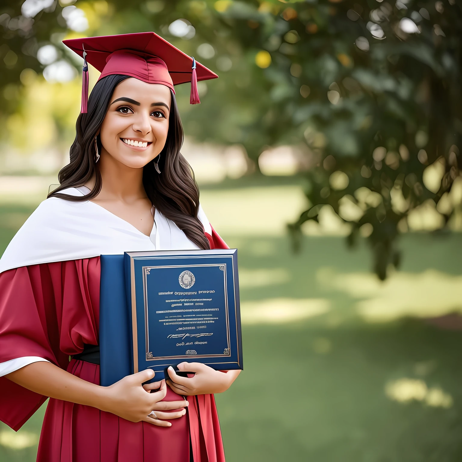 Pronto (Cinematographer):
(contenido) Una imagen conmovedora de Noelia, una mujer joven embarazada, holding her graduation diploma, conveying a message of determination, logro, and hope amidst motherhood and educational success.
(Estilos) Empowering and emotive photographic style, capturing Noelia's joy and pride in her academic achievement as she prepares for the next chapter in her life.
(colores) Use of warm and vibrant tones that convey a sense of happiness and vitality, highlighting the connection between educational achievement and motherhood.
(lighting) Juego de luces suaves y luminosas que resaltan el rostro de Noelia y el diploma, creating a radiant and hopeful atmosphere in the image.
(composition) Focus on Noelia's expression, transmitiendo su confianza y felicidad en este momento significativo, as well as the positioning of the diploma and her belly, symbolizing the combination of her roles as a student and a future mother.
(Referencias) Inspired by photographs that celebrate educational achievements and the strength of women, como las obras de Annie Leibovitz o Dorothea Lange, who have masterfully captured stories of empowerment and resilience through their images.