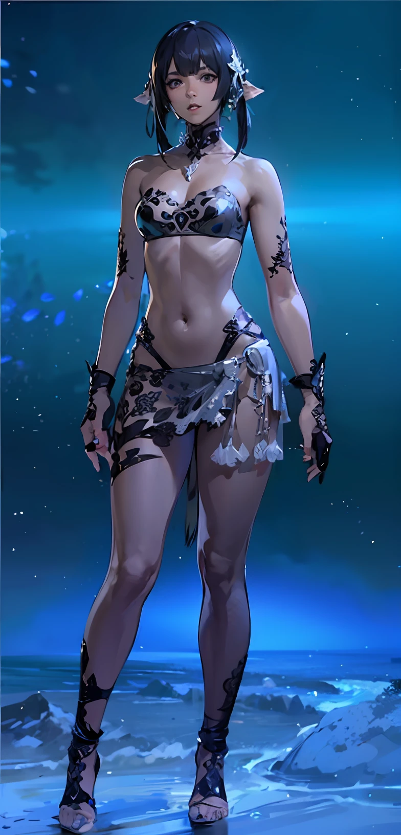 a close up of a screenshot of a female character in a video game, dark skin AU Ra race, Gridania,  final fantasy 1 4 screenshot, final fantasy 14 sharp, final fantasy 14 style, tranding on pxiv, final fantasy 1 4, ffxiv heavensward, ffxiv, final fantasy xiv, an epic majestical degen trader, a massive celestial giant god, trending on pxiv