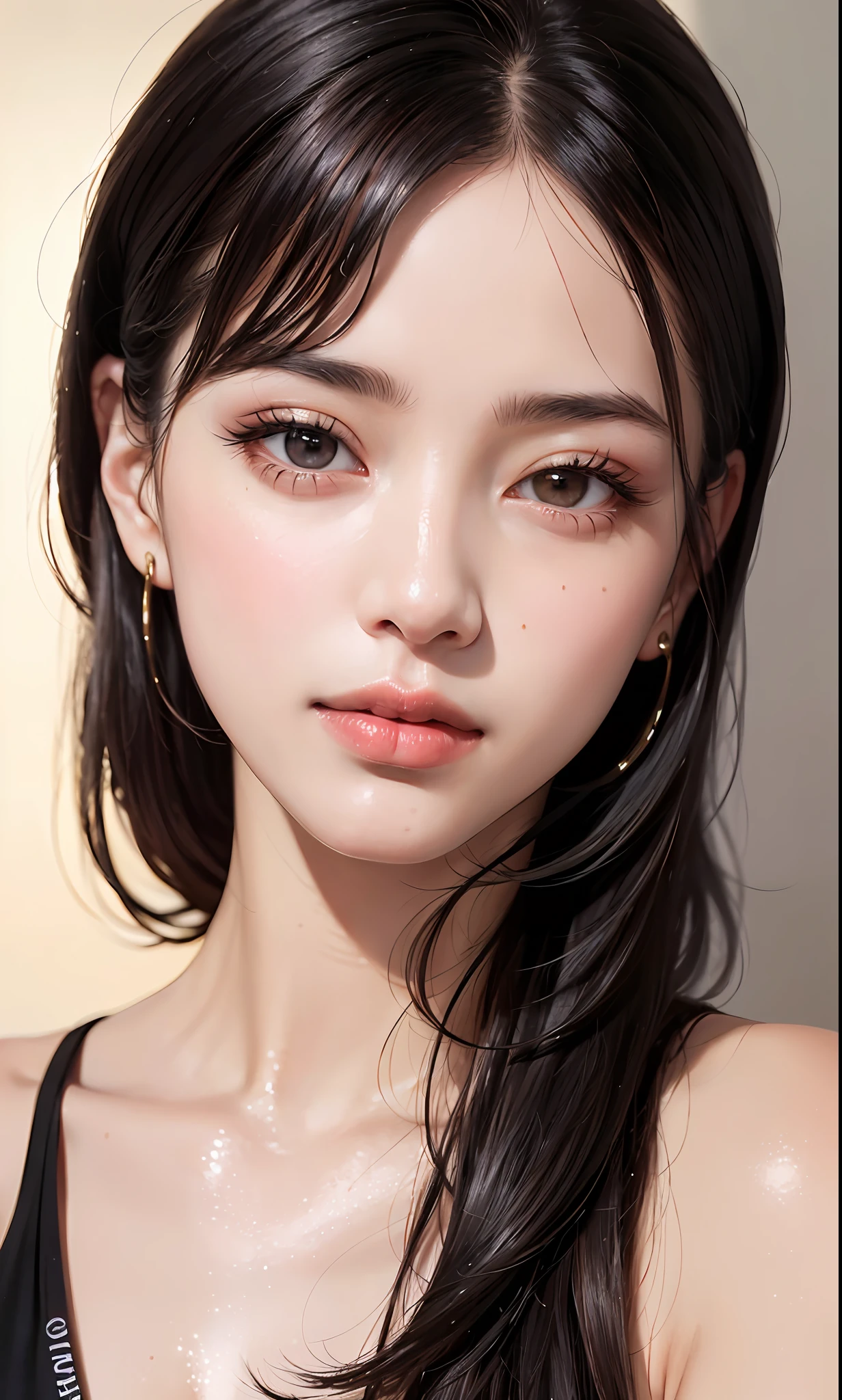 (8k, RAW photo, photorealistic: 1.25), (lip gloss, eyelashes, shiny face, shiny skin, best quality, ultra-high resolution, depth of field, chromatic aberration, caustics, wide range of lighting, Natural shading, Kpop idol) looking at the viewer with a calm and goddess-like happiness,