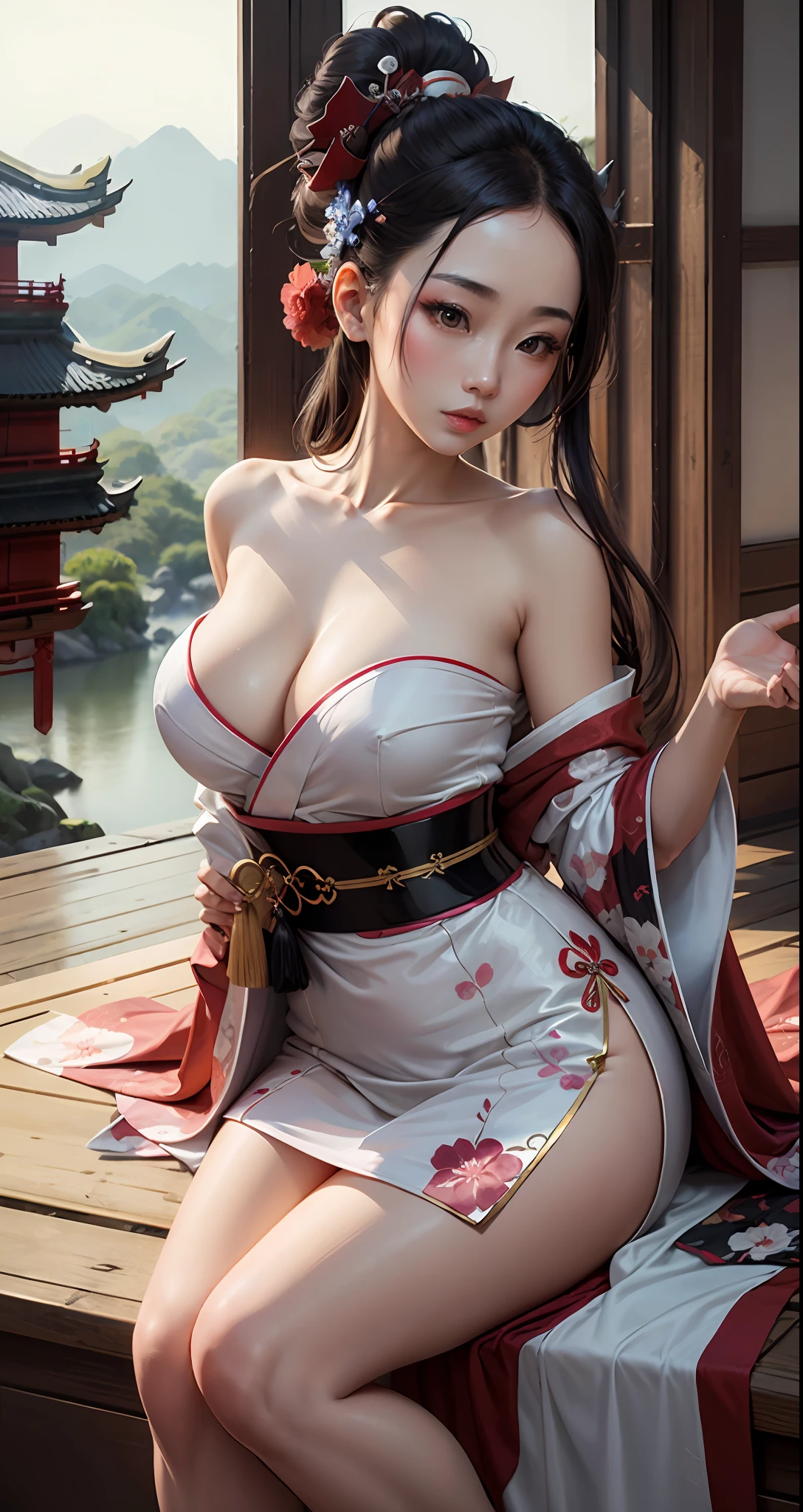 araffed asian woman in a red and white robe sitting on a chair, Japanese goddess, in kimono, gorgeous chinese model, Japanese, japanese model, beautiful asian girl, red kimono, in a kimono, in a kimono, glamorous and sexy geisha, asian hyperdetailed, Asian girl, in kimono, Asian, Sexy girl, organic seductive geisha, Chinese girl --auto