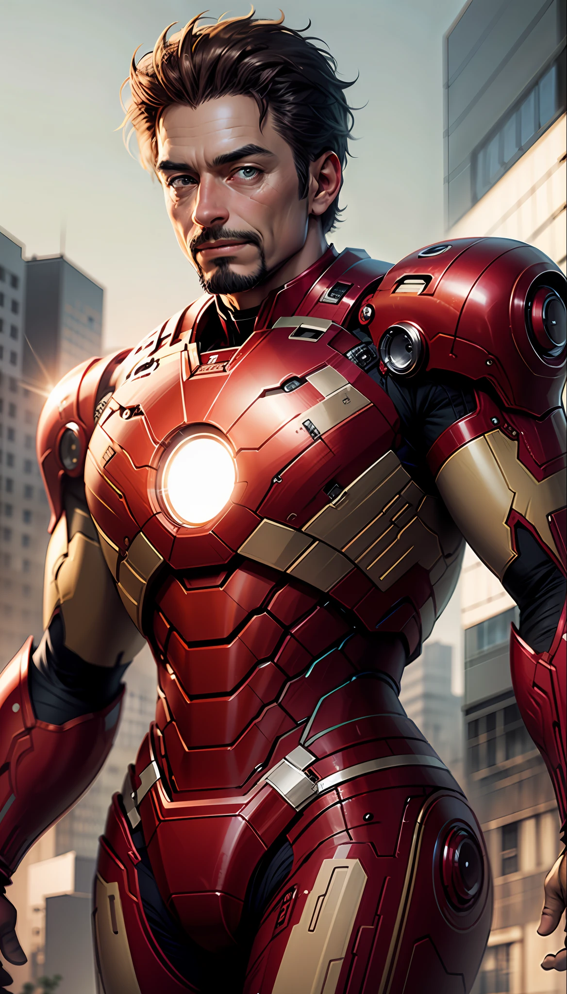 0miB style Iron Man, illustrator, masterpiece, high quality, 8K, high resolution, high detail, smile