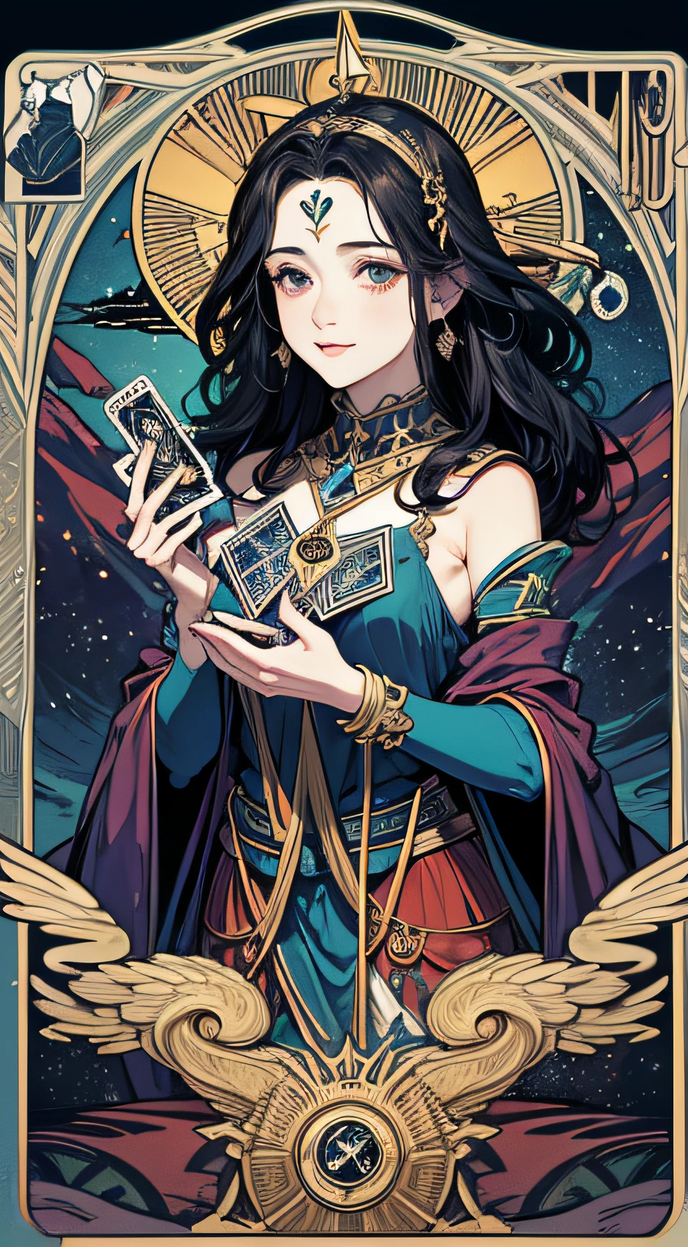 ((((tarot))),(((beautiful border))), rich colors, best quality, beautiful elements, high resolution, 4k, 8k,