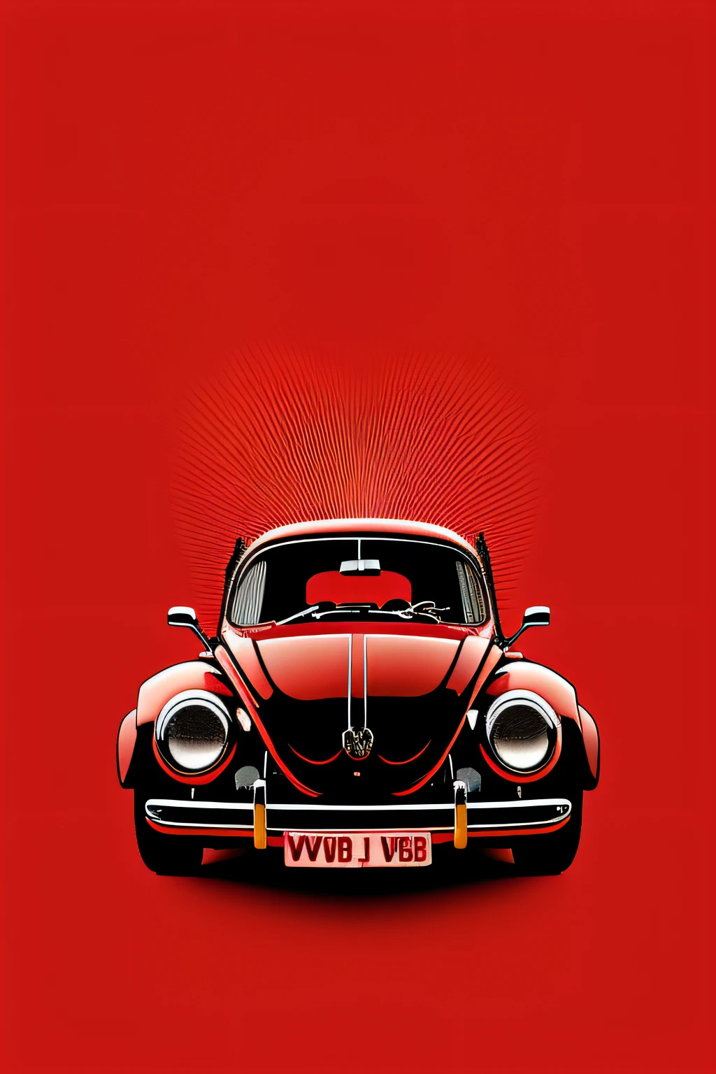 a vw beetle book logo in the style of art on (red background:1.5)