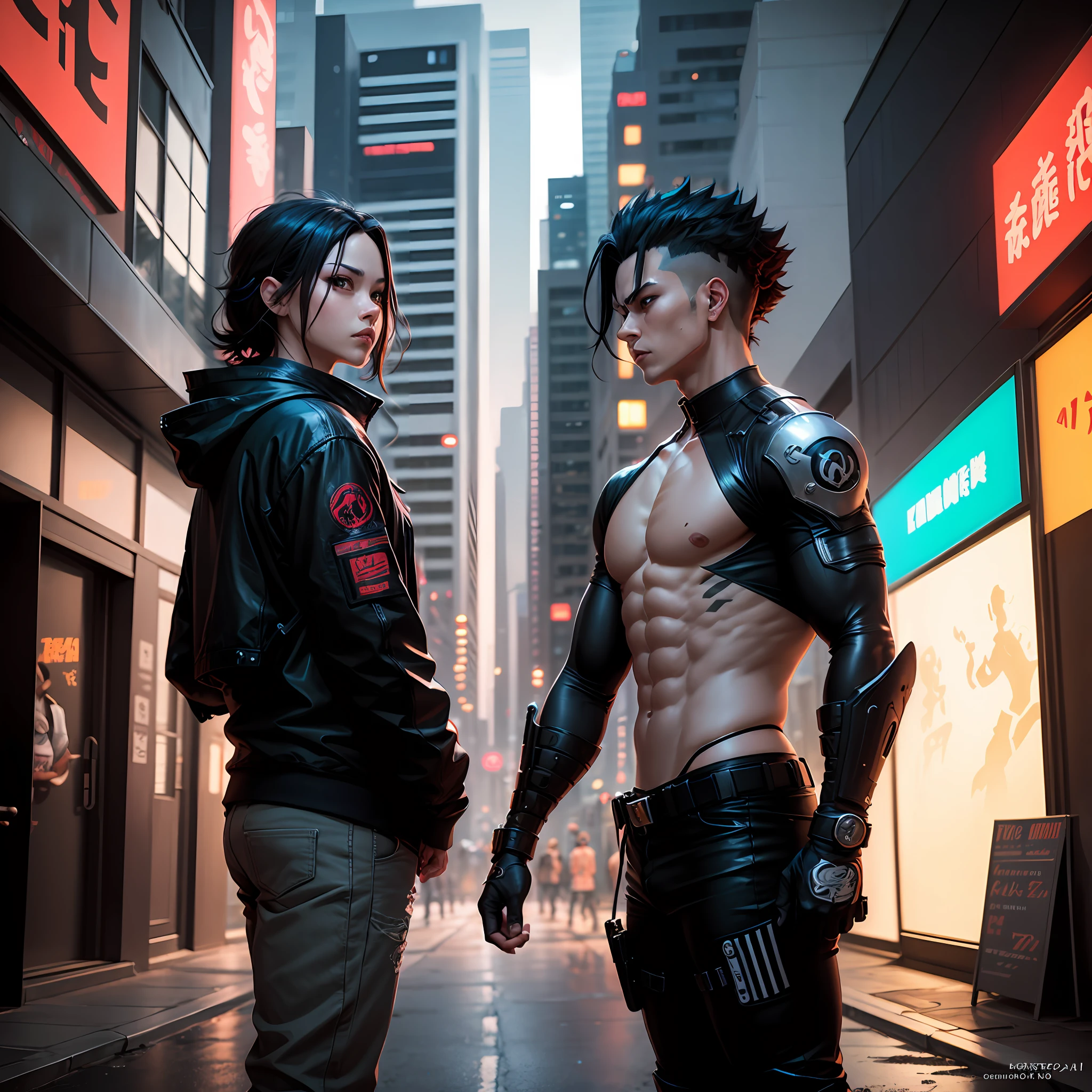 Tanjiro anime fighting :: cyberpunk::1 blacklight::2 DSLR::1 CYMK::1 carbon fiber::1 --ar 2:1 --v 4 --quality 2 --stylize 1000 --auto