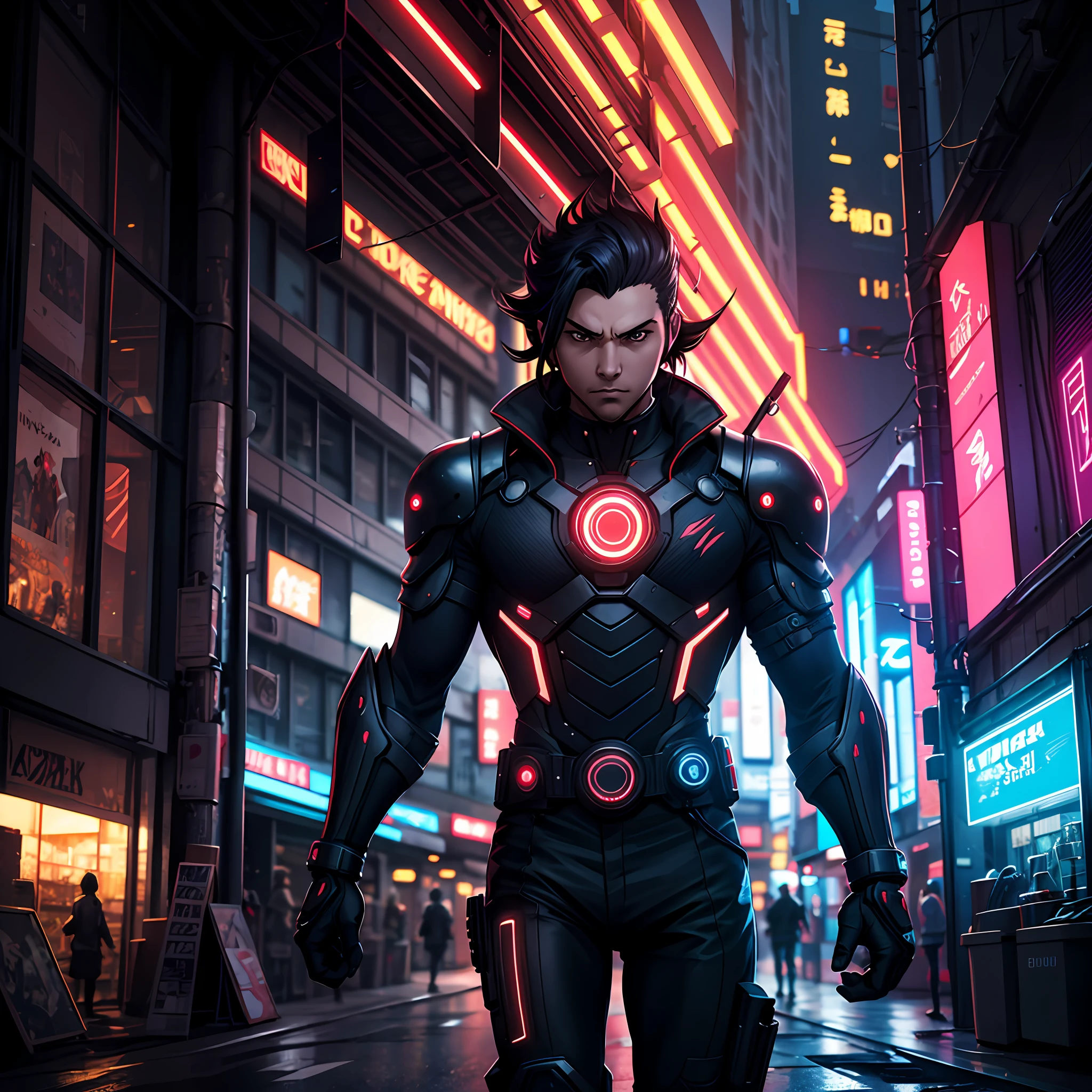 Tanjiro anime :: cyberpunk::1 blacklight::2 DSLR::1 CYMK::1 carbon fiber::1 --ar 2:1 --v 4 --quality 2 --stylize 1000 --auto
