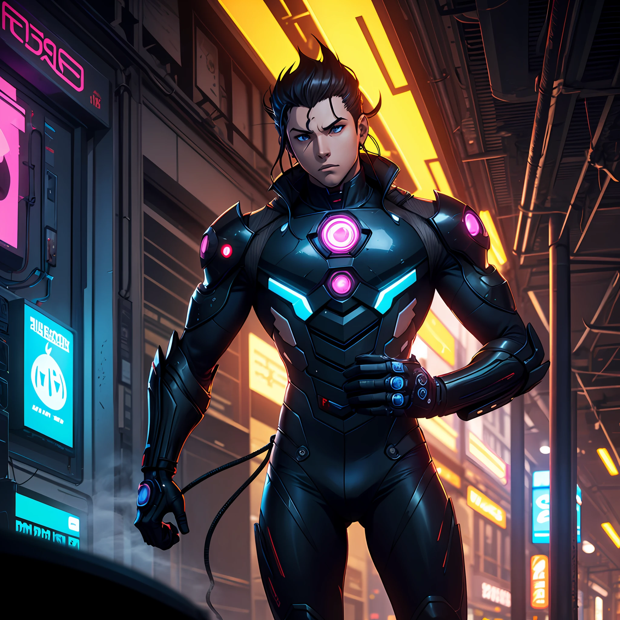 Tanjiro anime :: cyberpunk::1 blacklight::2 DSLR::1 CYMK::1 carbon fiber::1 --ar 2:1 --v 4 --quality 2 --stylize 1000 --auto