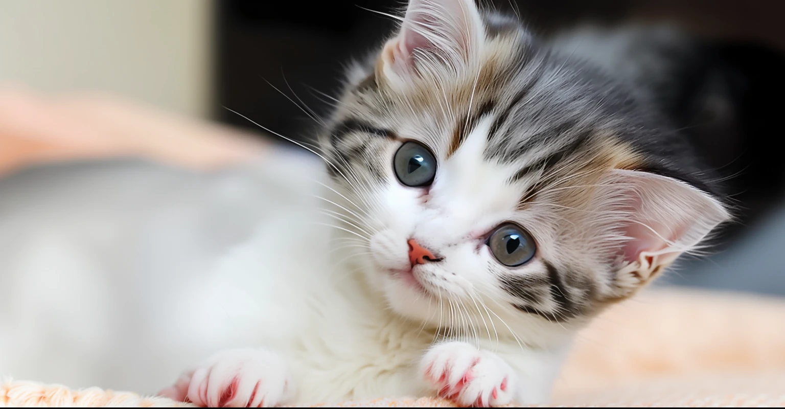 there is a small kitten that is laying on a blanket, an adorable kitten, Cute kitten, Cute cat, cute and adorable, cute cat photo, adorable eyes, Beautiful and cute, a cute cat, with cute doting eyes, lovely and cute, cute animal, cute and cuddly, the cutest kitten ever, cute kittens, cute adorable, cute and friendly eyes