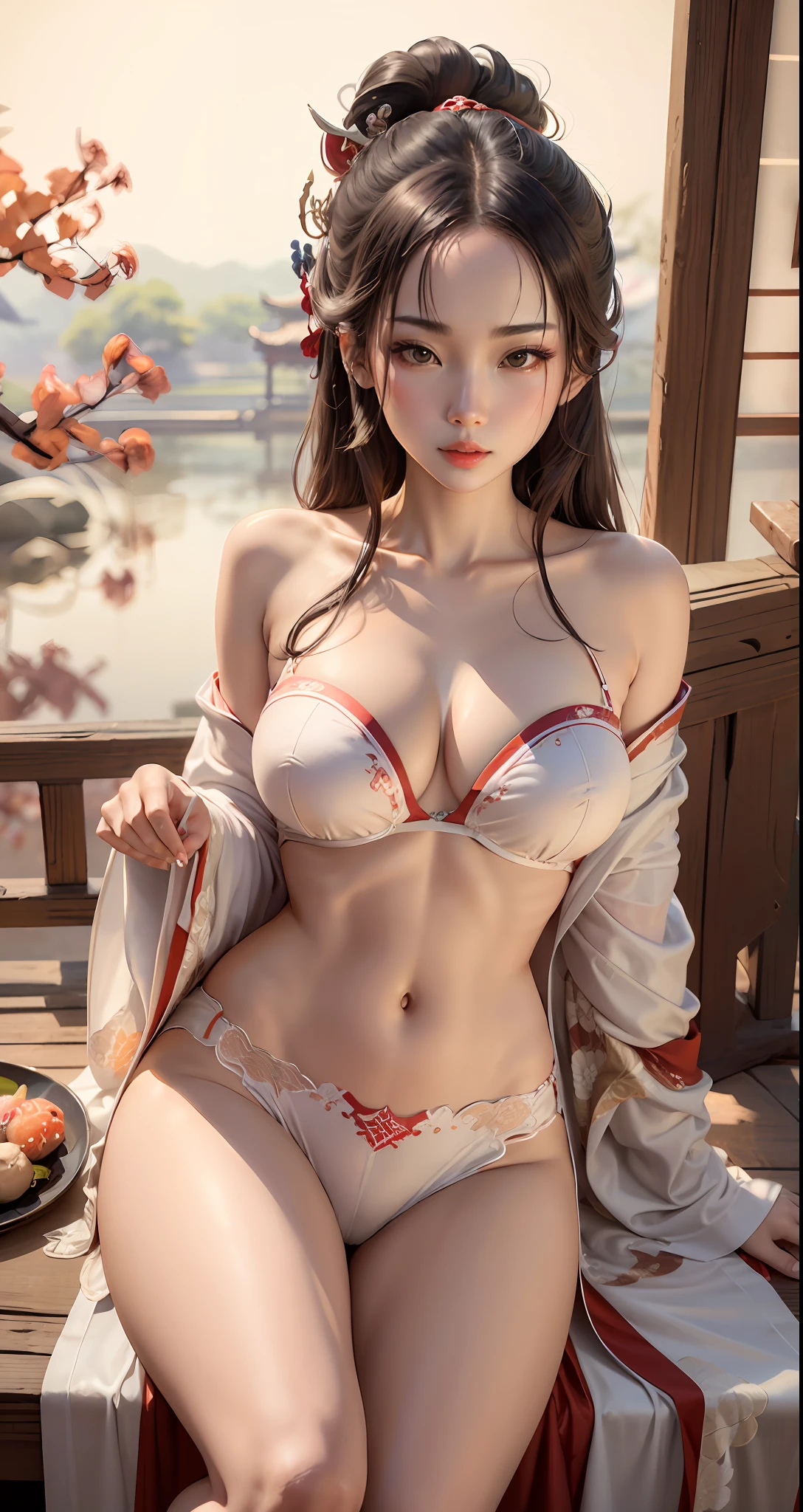 araffed asian woman in a red and white robe sitting on a chair, Japanese goddess, in kimono, gorgeous chinese model, Japanese, japanese model, beautiful asian girl, red kimono, in a kimono, in a kimono, glamorous and sexy geisha, asian hyperdetailed, Asian girl, in kimono, Asian, Sexy girl, organic seductive geisha, Chinese girl body is sexy, sexy hot body, Sexy girl, Sexy body and face, sexy body and sexy abdomen, Attractive body, model with attractive body, Sexy look, Beautiful sexy woman photo, beautiful body and face, Perfect body, wearing an sexy underwear, poised beautiful body, beautiful woman body --auto