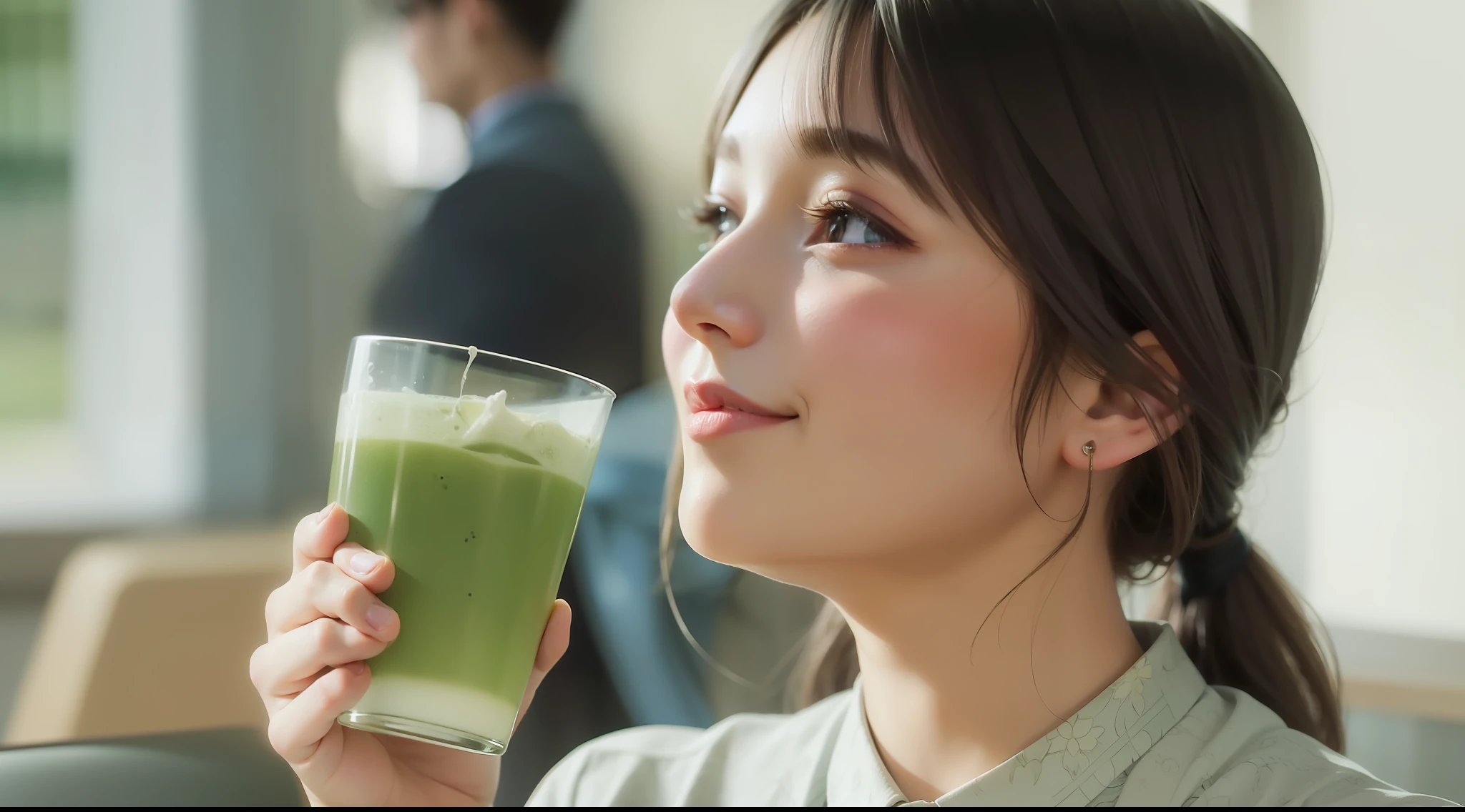 1girls, Haut du corps, close-ups, 8K, Raw photo, high picture quality, Realstic, Sexy beauty ,smoothie ,revealing cleavage,Japanese people,beauty woman,smile on face