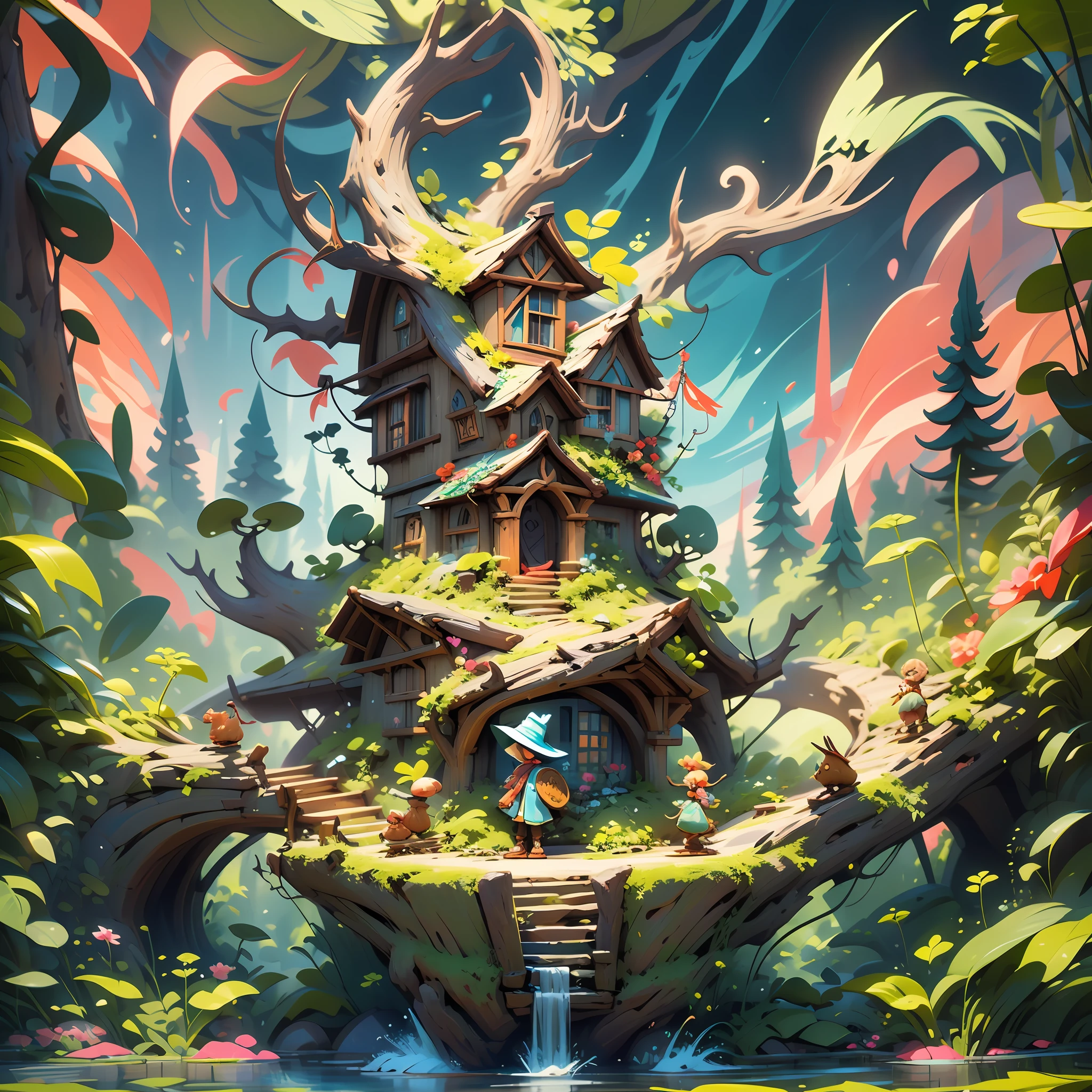 Fire elemental sprites,Water elemental sprites,Earth Elemental Elves,Wind Elemental Elves,Thunder Elemental Sprite,Little cute,super adorable,Five pokemon,(Stand in the magic array:1.2),Summon the magic array,(swirls of magic:1.1),The scene is grand,wideshot, pov, (epic scene:1.2),rich colours,psychedelia,nmasterpiece,detailled,Best quality,