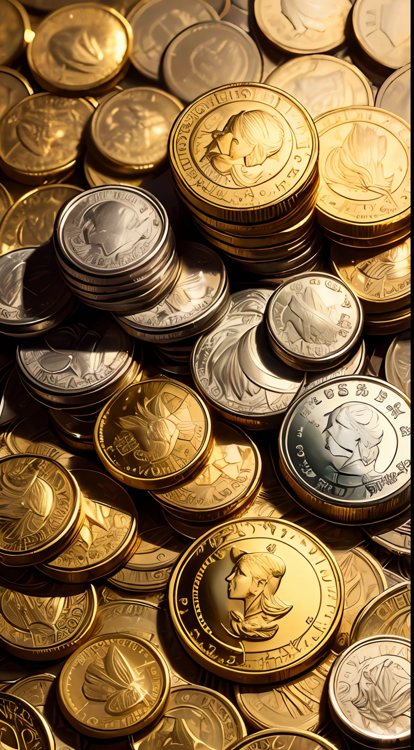 gold coins,silver coin,SHINES,Detailed,HighestQuali --auto