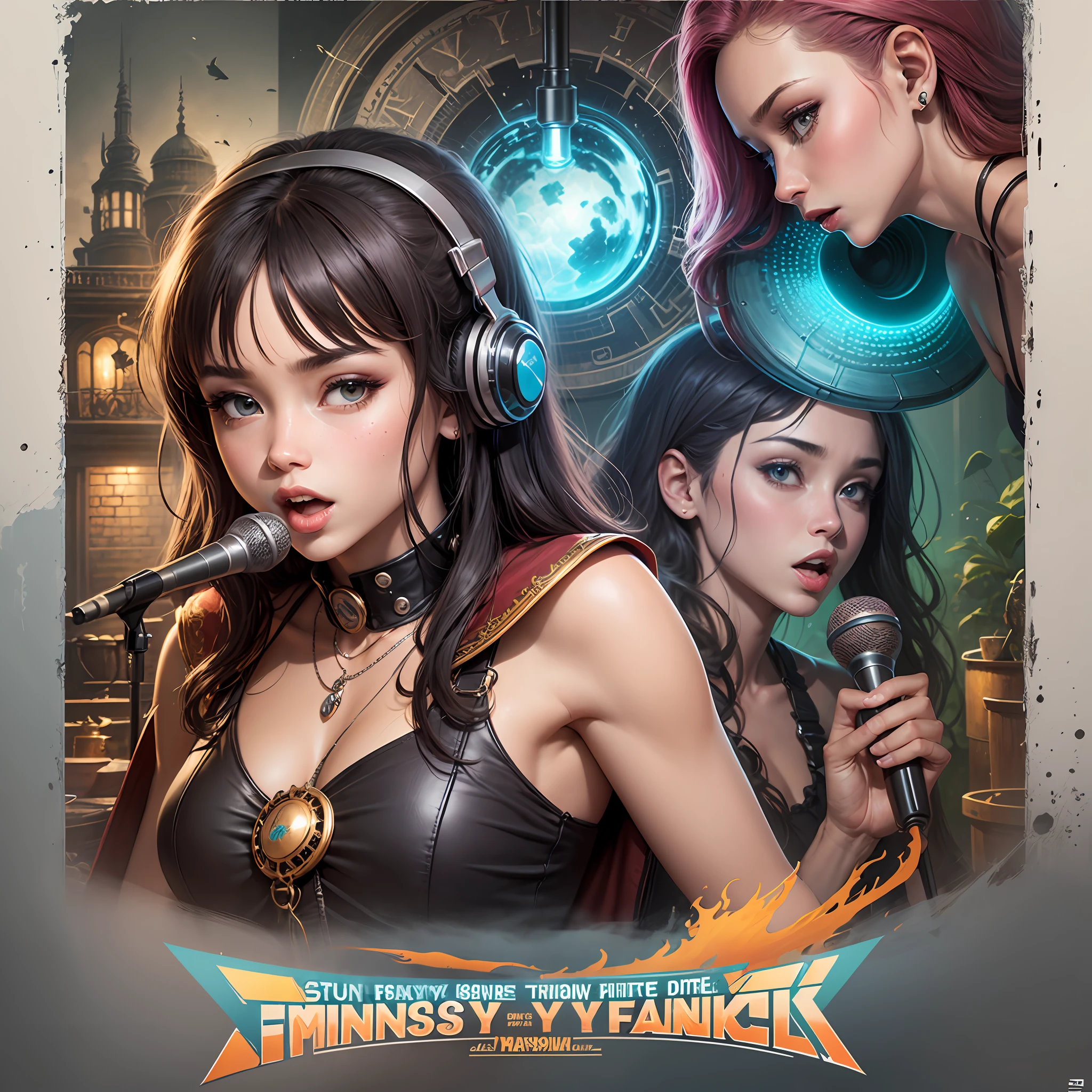 poster microphone Fantasy style --auto --s2