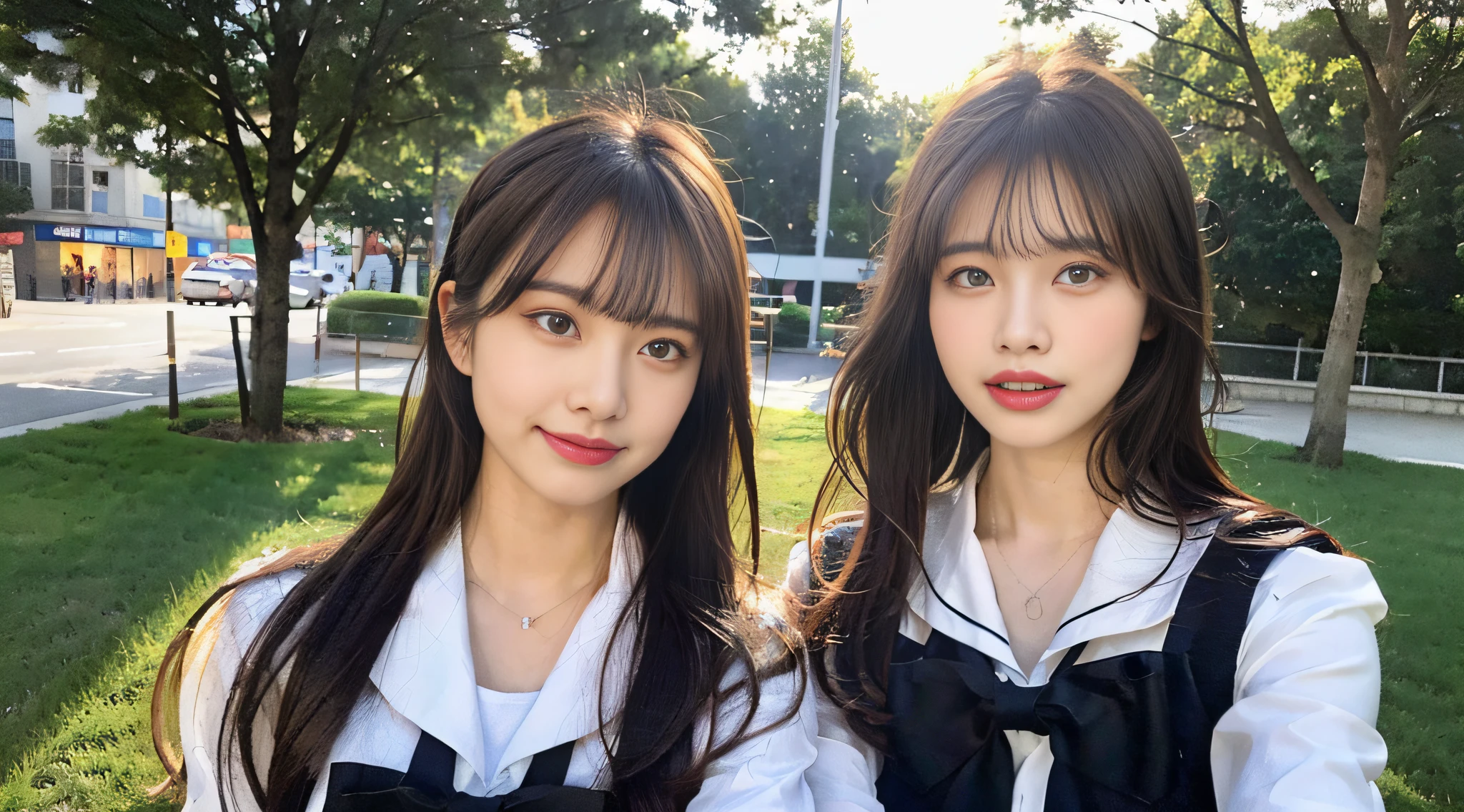 (8K,Raw photo、Raw photo、HighestQuality、Master Masterpiece:1.2)、ultra detaild、Super Resolution、(photorealestic:1.5)、high resolution RAW color photos、professional picture、（Very beautiful and detailed night tree-lined avenue 1:1.37）((A beautiful moonlit night))、fullmoon、Very detailed and beautiful、Ultra-high image quality、High school girl in sailor suit、（Puffy cheeks）Detailed uniforms、Each face has its own distinctive features、Different face patterns、The colors々Hairstyle、Brown hair fluttering in the night breeze、Hair swaying and sexy、Very detailed beautiful girl、（Pink Eye Shadow）、Red tie、Puffing up face、Pouting、Puffy face、He looks at me with his face puffed up.、Burikko、Buriko Pose
