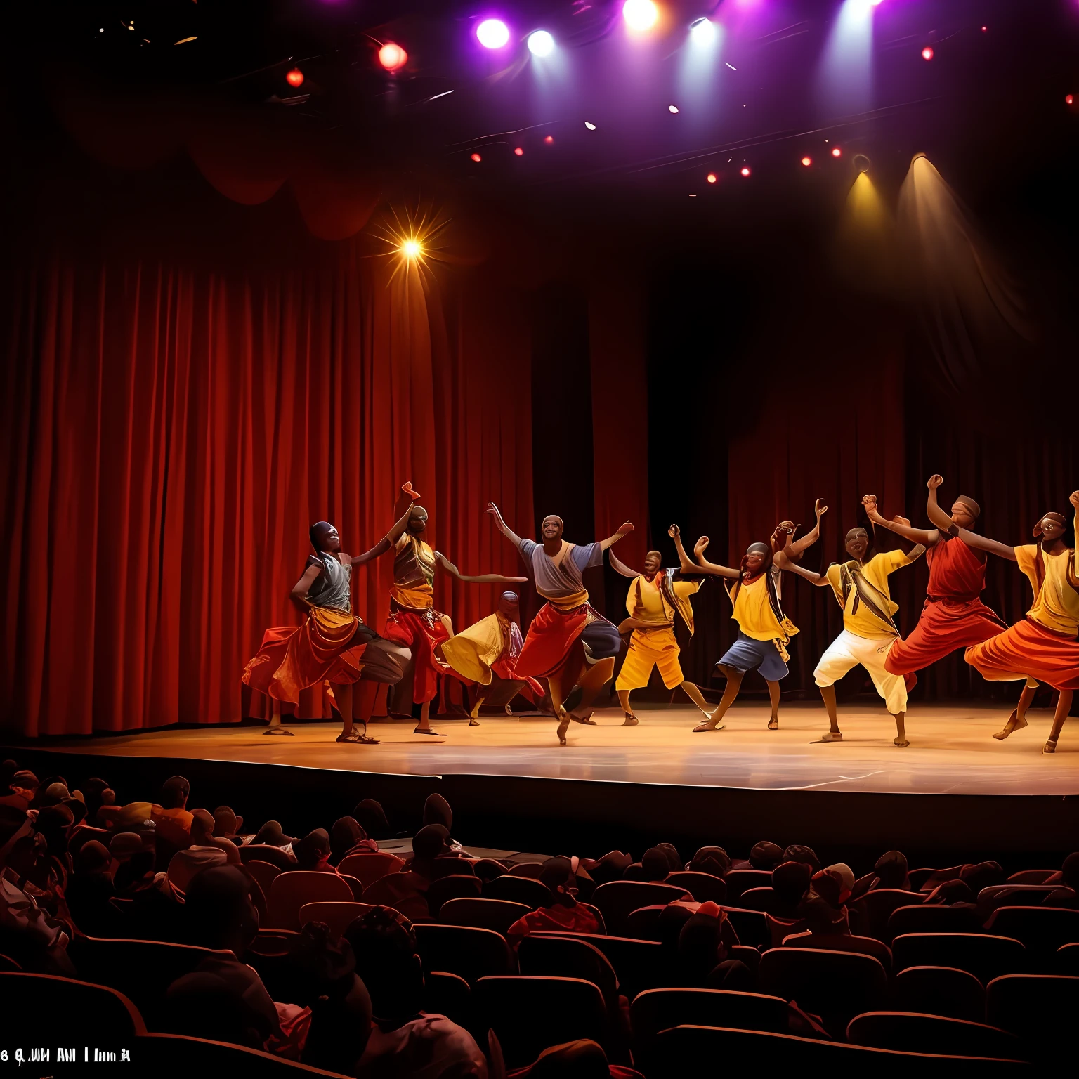 meninos africanos encenando, Doing theatrical on stage, muita qualidade, 8k, Limpar foto