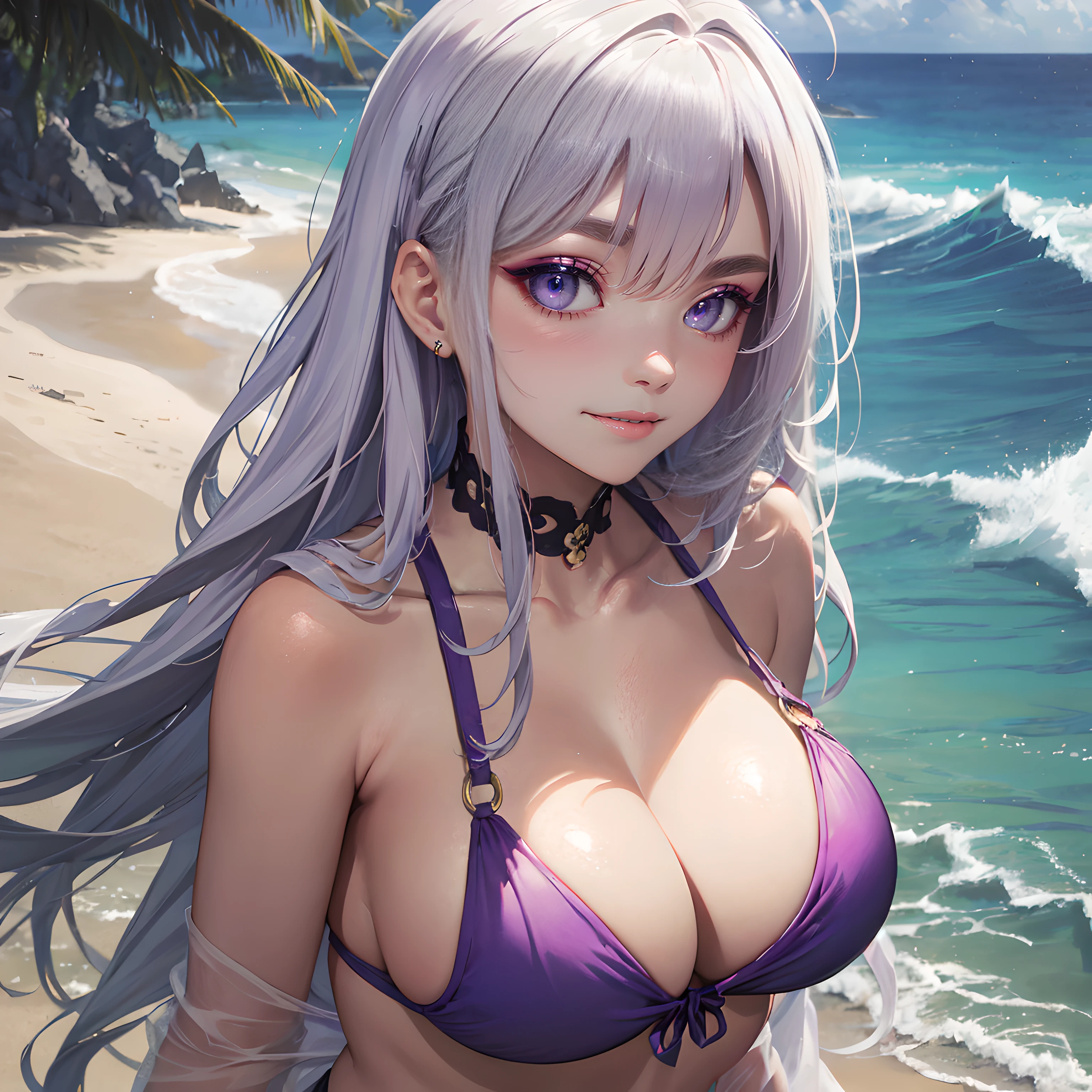 (((Masterpiece))),(((Best quality))),((Ultra-detailed)),Super high resolution, (Visually stunning),whitehair,The face is clear,fcollarbone,gargantilha