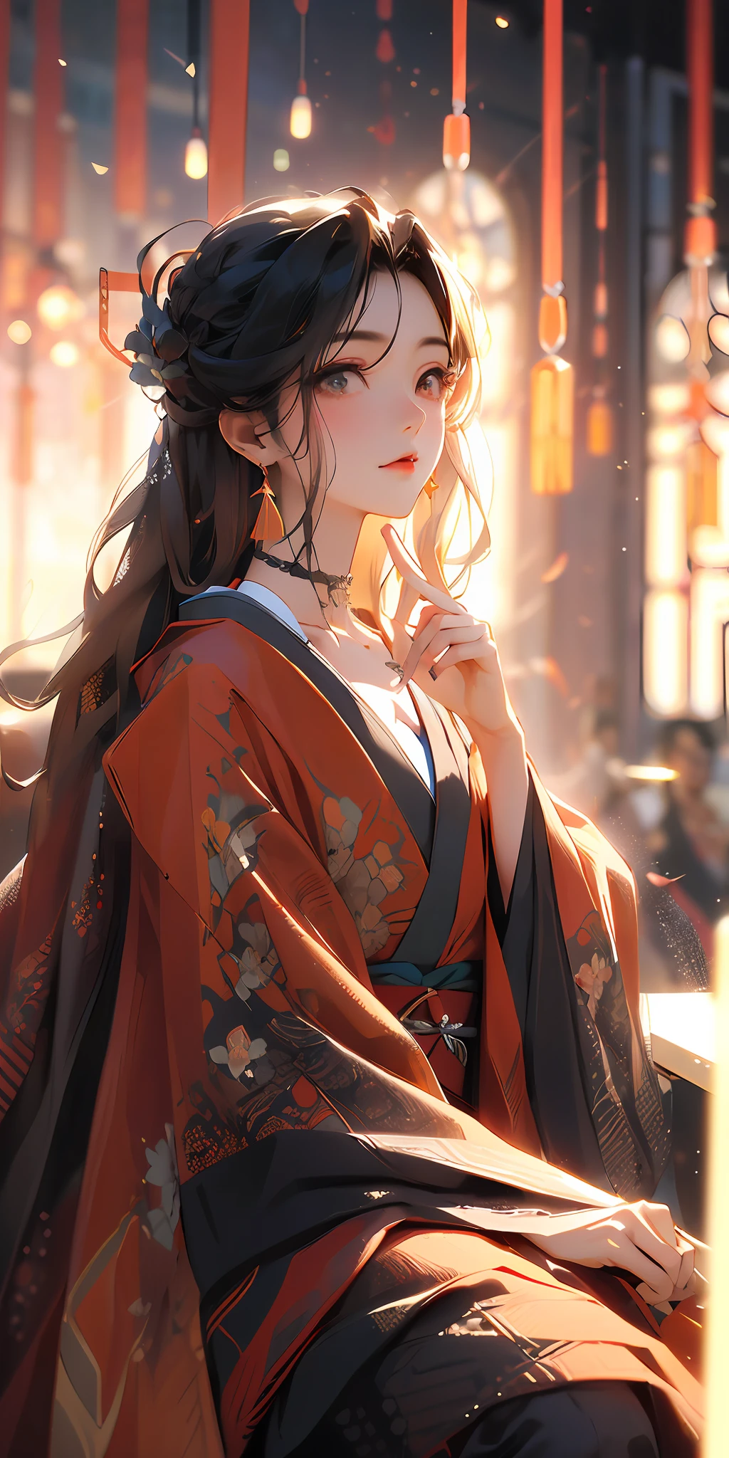 For the picture of a Japanese woman，intimacy，摩洛解放阵线，Mature woman，Mixed Korea，The Perfect Hand，detailed finger，Beautiful detailed eyes，perfect drawn eyes，exquisite eyes，Brown eyes，long haired，Brown hair，Black choker，ear ring，The Perfect Hand，detailed finger，exploding，Leg spread，inside room，luxury hotel，nights，botanic，Look at the audience，Tilt the lens，shot from front，Dynamic angle shooting，filmgrain，bokeh，Ray tracing，dynamic  lighting，lens flared， Surreal photos shoot against a dark background，Two-tone lighting，advertsiement，octane，illusory，