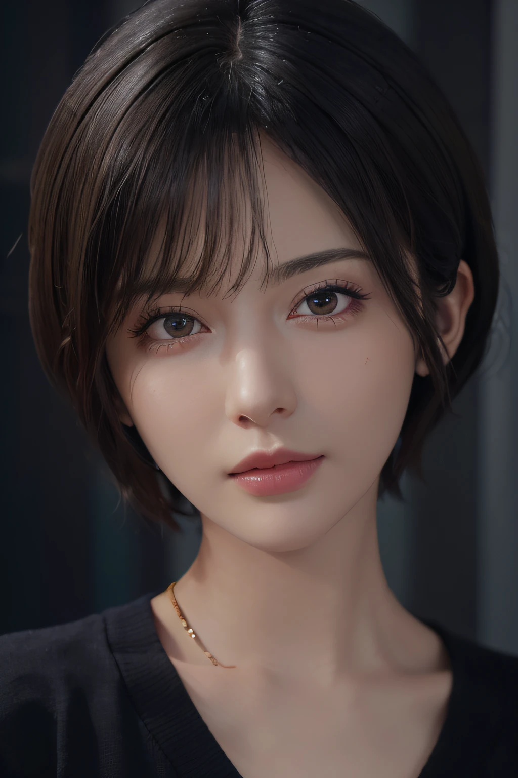 (masterpiece:1.3), (8k, photorealistic, RAW photo, best quality: 1.4), (1girl), beautiful face, (realistic face), (black hair, short hair:1.3), beautiful hairstyle, realistic eyes, beautiful detailed eyes, (realistic skin), beautiful skin, (sweater), absurdres, attractive, ultra high res, ultra realistic, highly detailed, golden ratio