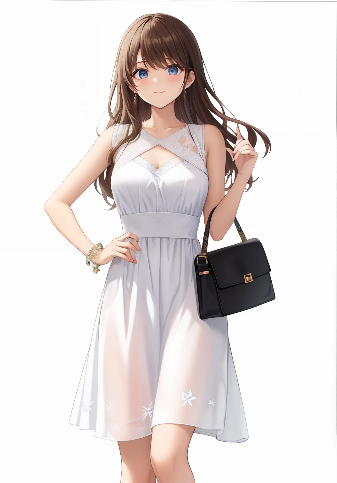 mulher em um vestido branco segurando uma bolsa preta, vestido elegante, wearing a white flowing dress, vestido branco elegante, vestido elegante, usando um vestido elegante, vestindo uma roupa elegante, usando um vestido branco bonito, roupas brancas da moda, usando vestido branco, white summer dress, roupas elegantes, usando um vestido branco, casual white garment, vestido sofisticado