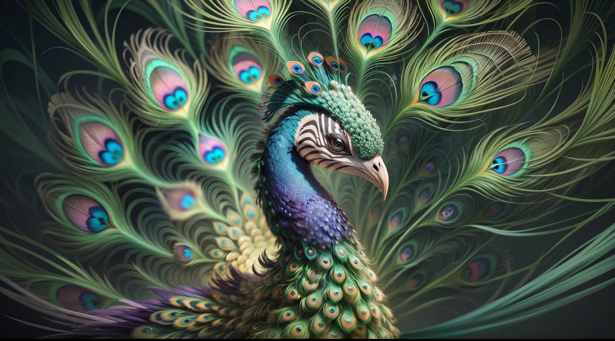 majestic peacock displaying a spectacle of magnificent feathers.