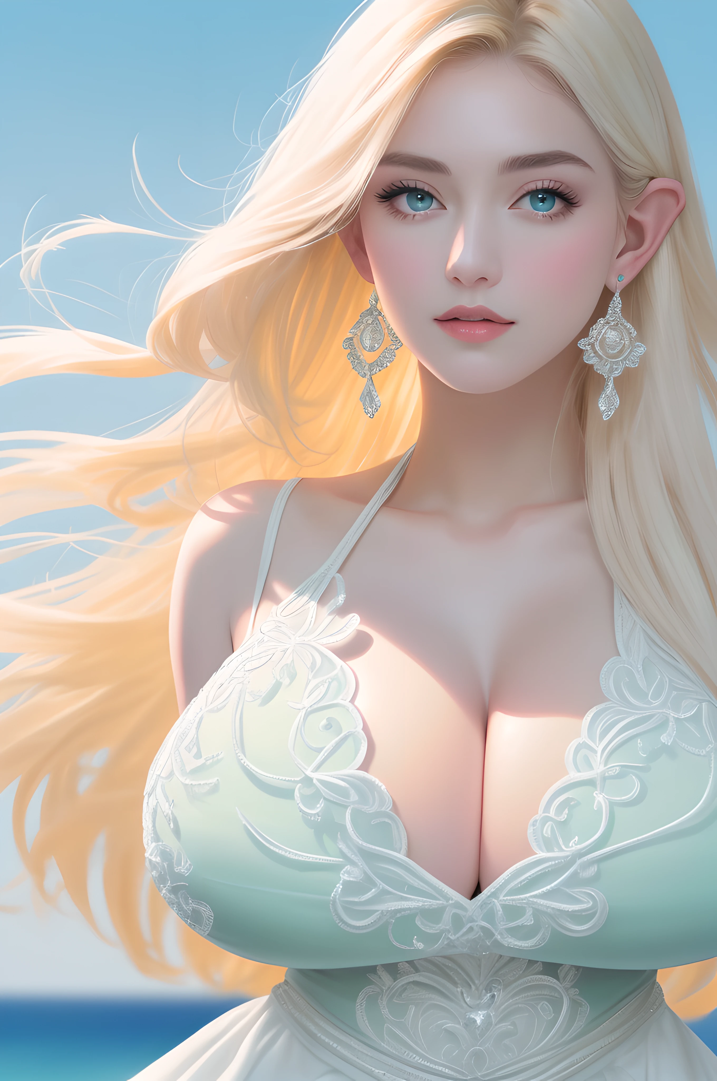 (Ultra Quality,Unparalleled Masterpiece:1.4)Ultra-Detailed CG,4K(Ultra-Detailed Clear Absurdly-Vivid Mint Big Eyes:1.2)Gorgeous Round Detailed Face(Voluptuous:1.4)Elf(Gigantic Breasts:1.8)(Voluminous Long Blonde Hair: 1.4)ADULT(Bangs, Sidelocks:1.2)Seductive(intricately detailed white dress:1.3)(Zelda)(Celestine Lucullus: 1.2)(Solo:1.4)(1Girl: 0.5)(Facing Viewer:1.2)(arms behind back:1.4)(Cowboy Shot:1.2)(from above:1.1),Skindentation(Curvaceous:1.4)(Curvy:1.4)(Bimbo: 1.4)(Normal Waist: 1.2)(Thick Lips: 1.3)small-nose(light smile: 1.2)Rocks,Trees, Plants,Bush,(long Pointy Ears:1.3)((gigantomastia))((macromastia))(((ridiculously large breasts)))(((((enormous breast)))))(absurdly huge breasts:1.5)sagging breasts,venusbody