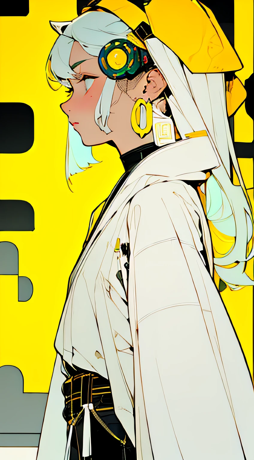 (Masterpiece, Top Quality, Best Quality), ((Cyberpunk Style, Robotic Arm, Hololo, Surreal Science Fiction Art, Future Science Fiction Aesthetics)), (1 Girl Solo), Close Up, (Resolute Eyes), (Ancient Chinese Clothes, White Robe, Embroidered Collar Uesugi, White Big Sleeve Shirt, Streamers), (Hairpin, Long Black Hair, Weapons), (Hanfu), (Clear Facial Features, Detailed Skin Texture, Beautiful Face), White Background, Earrings, Yellow Skin, Standing, (((flat color))),