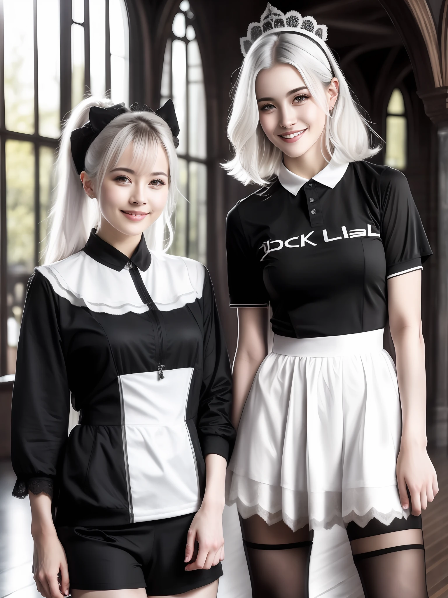 tomboy, dog girl, playful, athletic, sportswear, smile, cute1girl, lace, black lips+++, gothic, maid, White Hair 8k