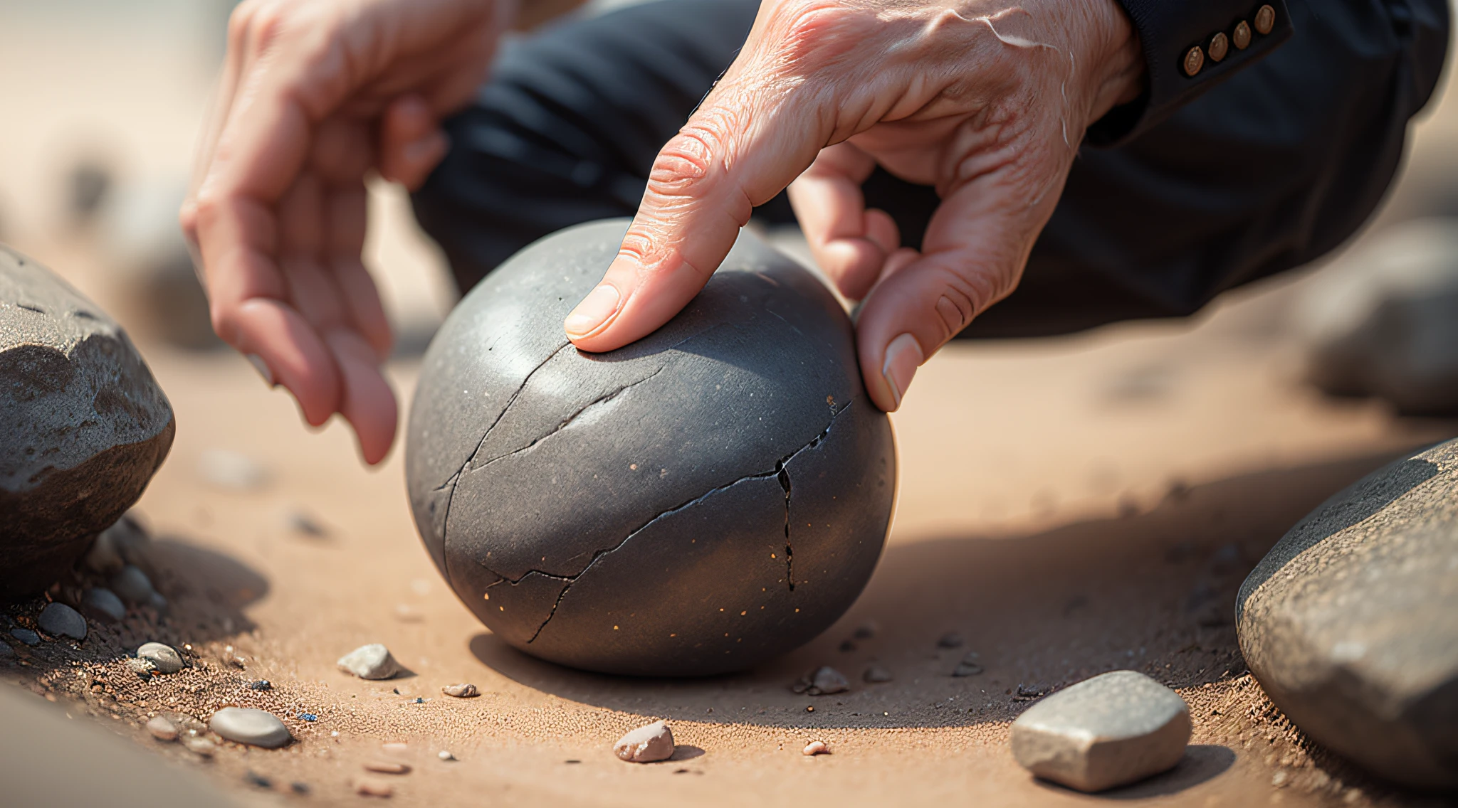 a stone in a man hand --auto