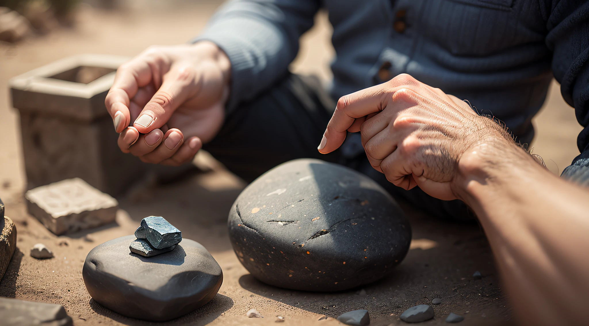 a stone in a man hand --auto