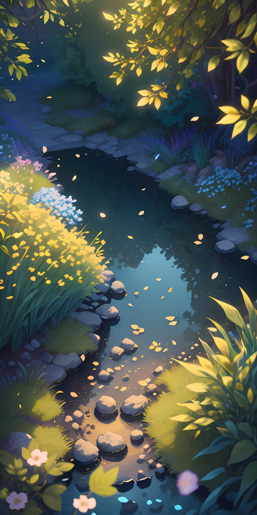 Masterpiece, best quality, (very detailed CG unity 8k wallpaper) (best quality), (best illustration), (best shadows) Nature', blue sea,delicate leaves petals of various colors falling in the air light Tracking, super detailed --v6