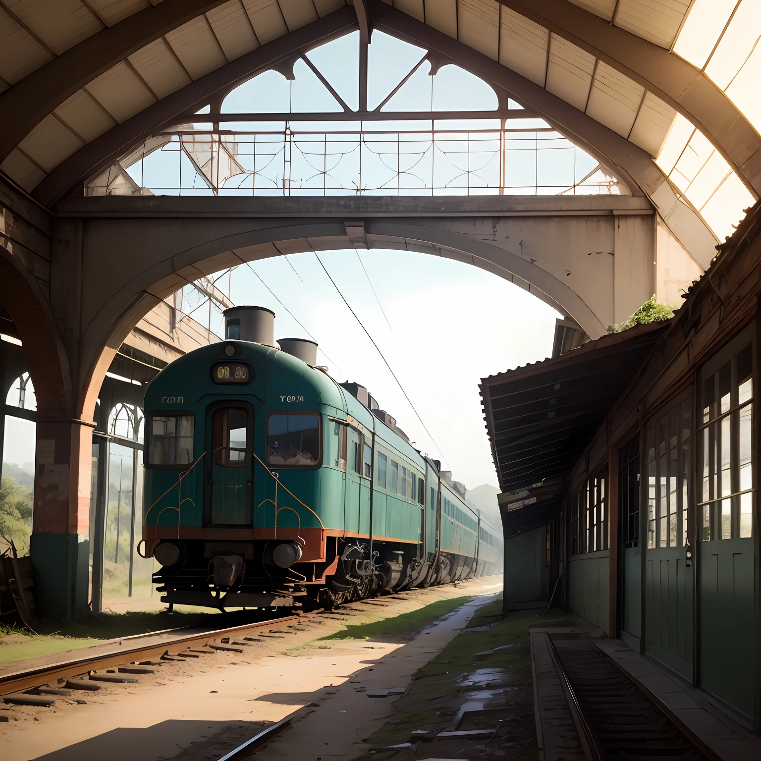 Leaving the old and worn train station of Brazil in the nineteenth century