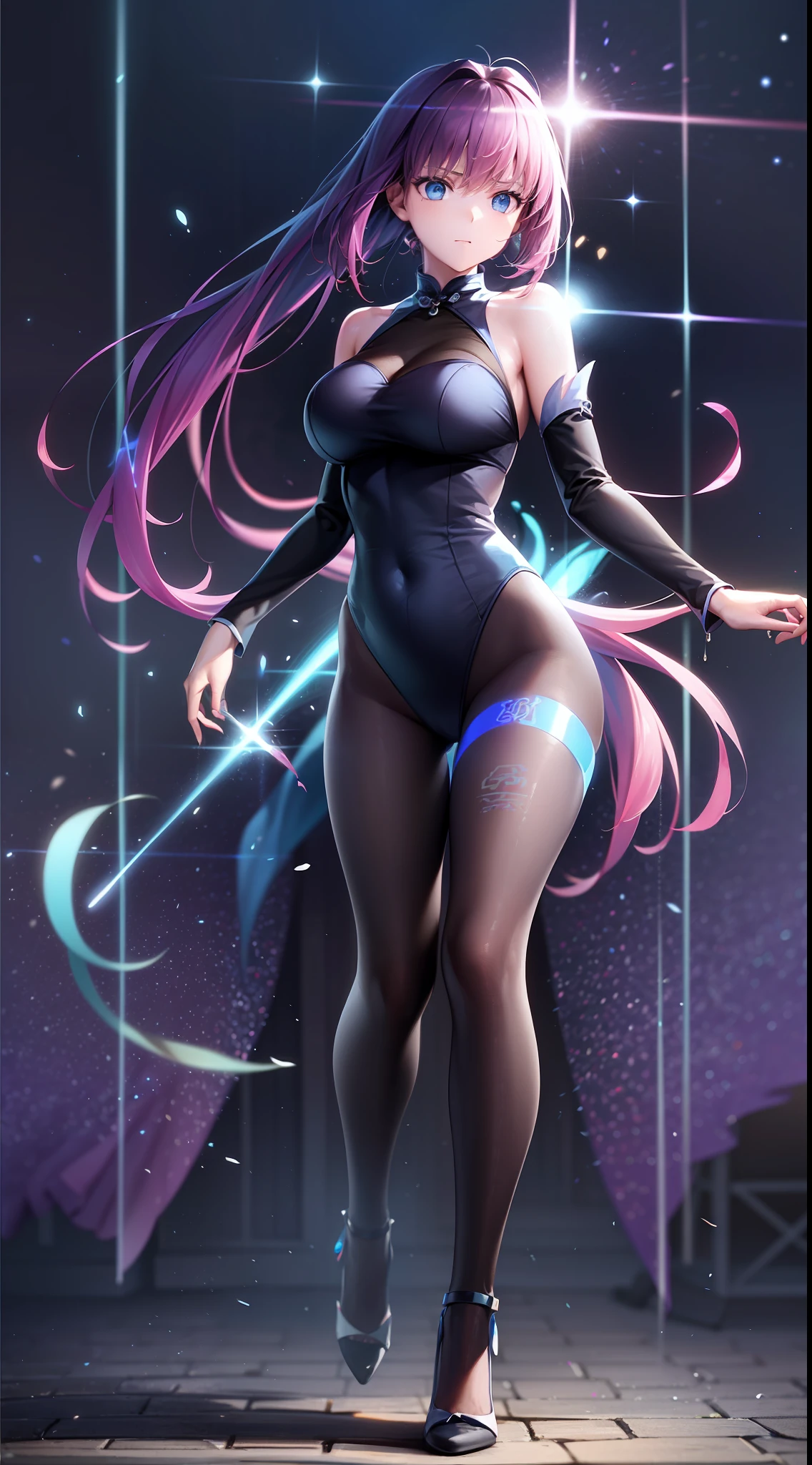(Digital artwork:1.3),(a sketch:1.1)((Octane rendering)),City Street,High-rise tail alley,(Girl magician,on cheongsam),((Blue braids)),((A huge glowing magic array under your feet)),((Complex luminous runes)),Realistic digital painting portrait,shot at 8k resolution,Gasoline liquid,color pastel,splashart,Magical universe of pink and blue and purple,Lithography in intricate details,(light particules:1.2),(game concept:1.3),(deep of field:1.3),Global illumination,with rich details,Trends on ArtStation,((illustrious)),ultra fine,16K resolution
