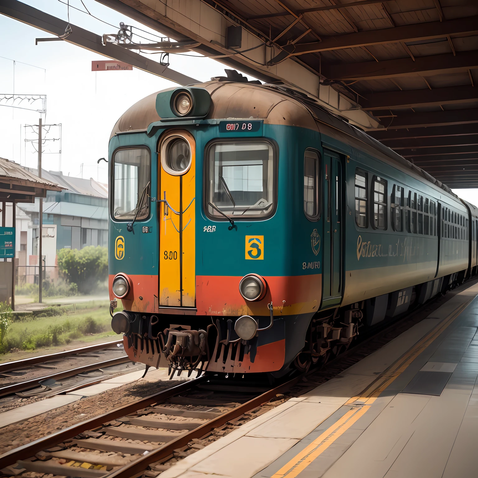 An old and worn Brazilian train model leaving the station in the nineteenth century