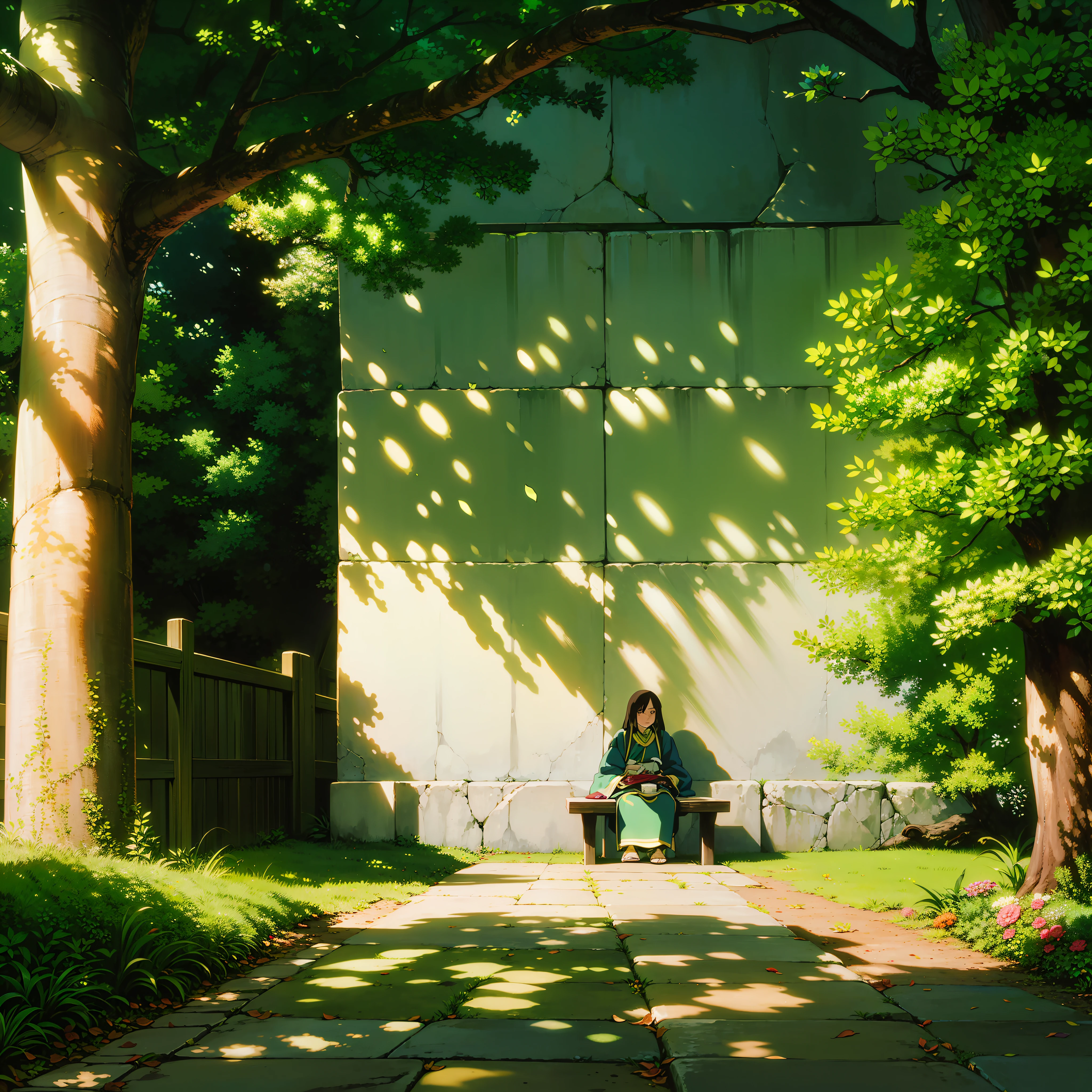 Morning sun,The rising sun rises in the east,Old street,A huge tree,sunshines through the leaves,Dappled light and shadow,A ray of hope --auto