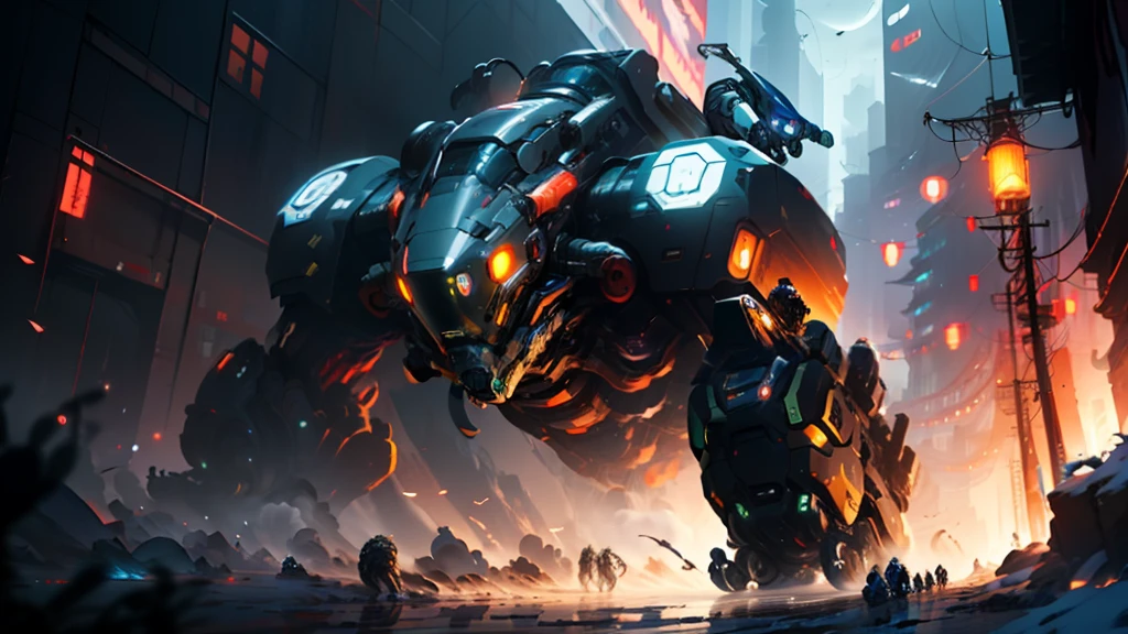 ((Best quality)), ((masterpiece)), (highly detailed:1.3), In a sprawling cyberpunk metropolis, dominated by towering skyscrapers and neon-lit alleys, a dystopian mega corporation known as OmniCorp reigns supreme. OmniCorp, driven by insatiable greed and power, has ventured beyond Earth's boundaries to exploit the vast resources of near-earth objects (NEOs) in a relentless pursuit of profit.Set in a gritty future, where the line between humanity and technology blurs, your images will depict the dark and ruthless world of NEO asteroid mining. Explore the juxtaposition of high-tech machinery, advanced robotics, and human labor as they collaborate to extract precious minerals and resources from the cold depths of space.Capture the scenes of colossal mining rigs, suspended in zero-gravity, relentlessly drilling into massive NEOs, their mechanical arms piercing through the rocky exterior. Show the workers, adorned in cybernetic suits, braving the harsh conditions of space to harvest the valuable ores, their faces obscured by gas masks and reflective visors.Amidst the cold and desolate asteroids, reveal the towering presence of the OmniCorp headquarters—a monolithic structure that casts a shadow over the workers below. Showcase the opulent offices and boardrooms, where executives make decisions that shape the destiny of both the company and the exploited masses.But beneath the shiny veneer of corporate power, unveil the simmering rebellion of the oppressed. Depict the clandestine activities of underground resistance movements, fighting against OmniCorp's iron grip on society. Show their covert operations, hacking into the corporation's networks, and plotting to expose its dark secrets.Incorporate elements of advanced technology, cybernetic enhancements, holographic displays, and augmented reality overlays to accentuate the cyberpunk atmosphere. Explore the contrast between the bleak and polluted cityscape and the infinite expanse of space, emphasizing the impact of humanit