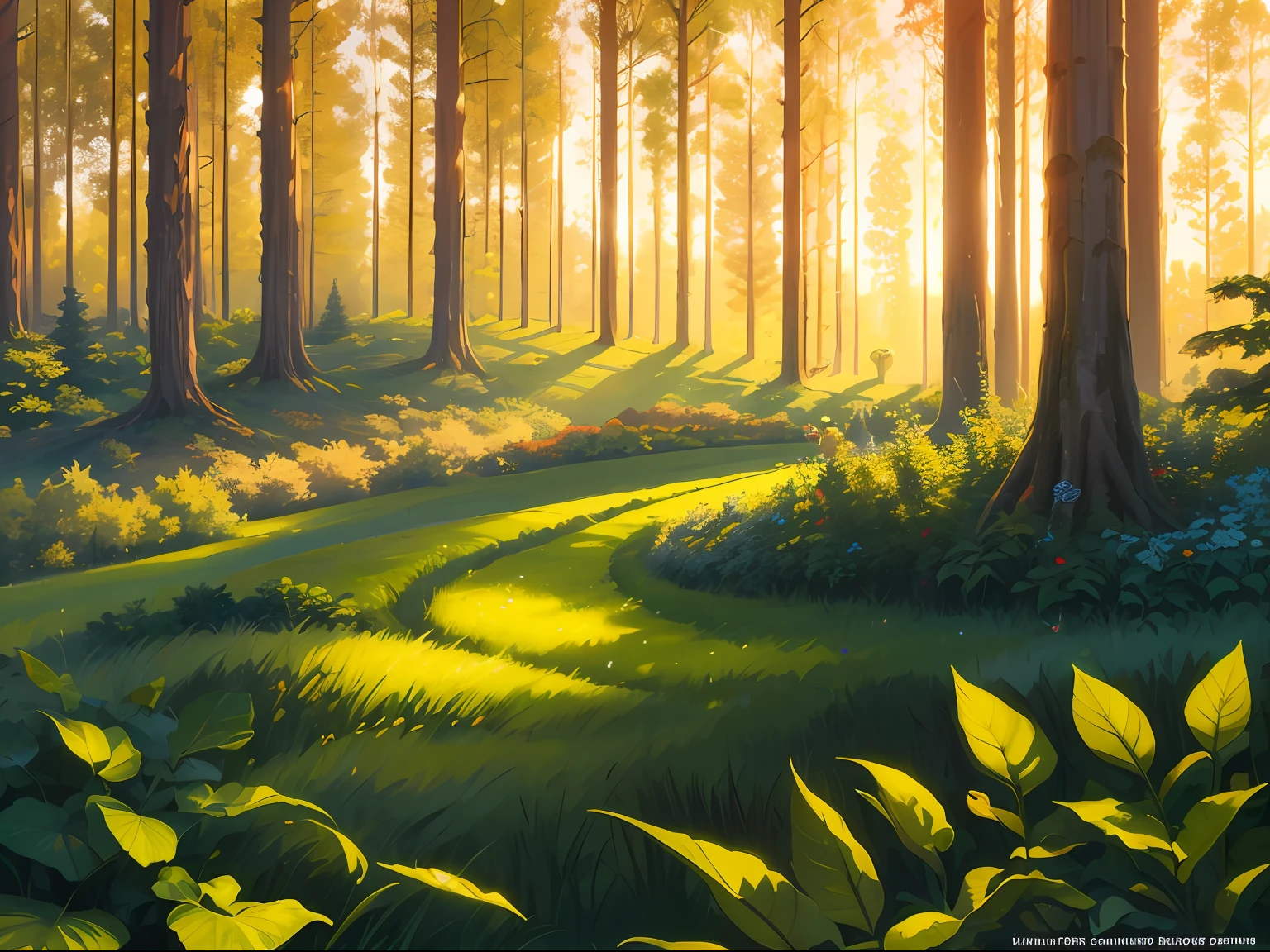 Bright sunlight in the forest
Happy kids
Hand in hand
Behind it are grass and trees
Beautiful flowers