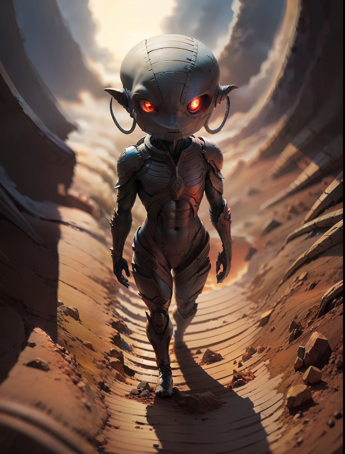 esfera centrada gigante con magma muchos rayos y pocas nubes azules y rojos 8k hdr